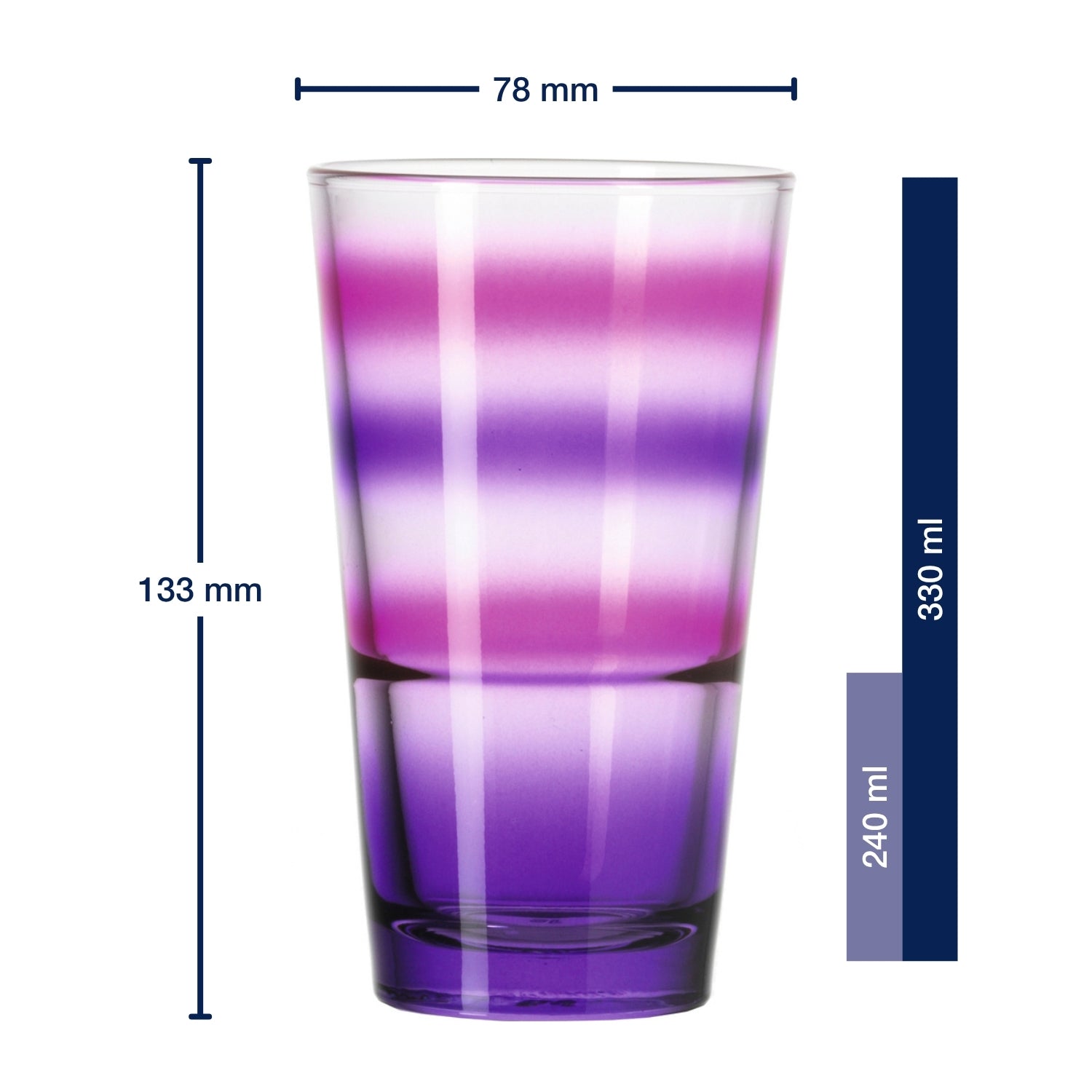 Trinkglas EVENT 330 ml lila gestreift 6er-Set