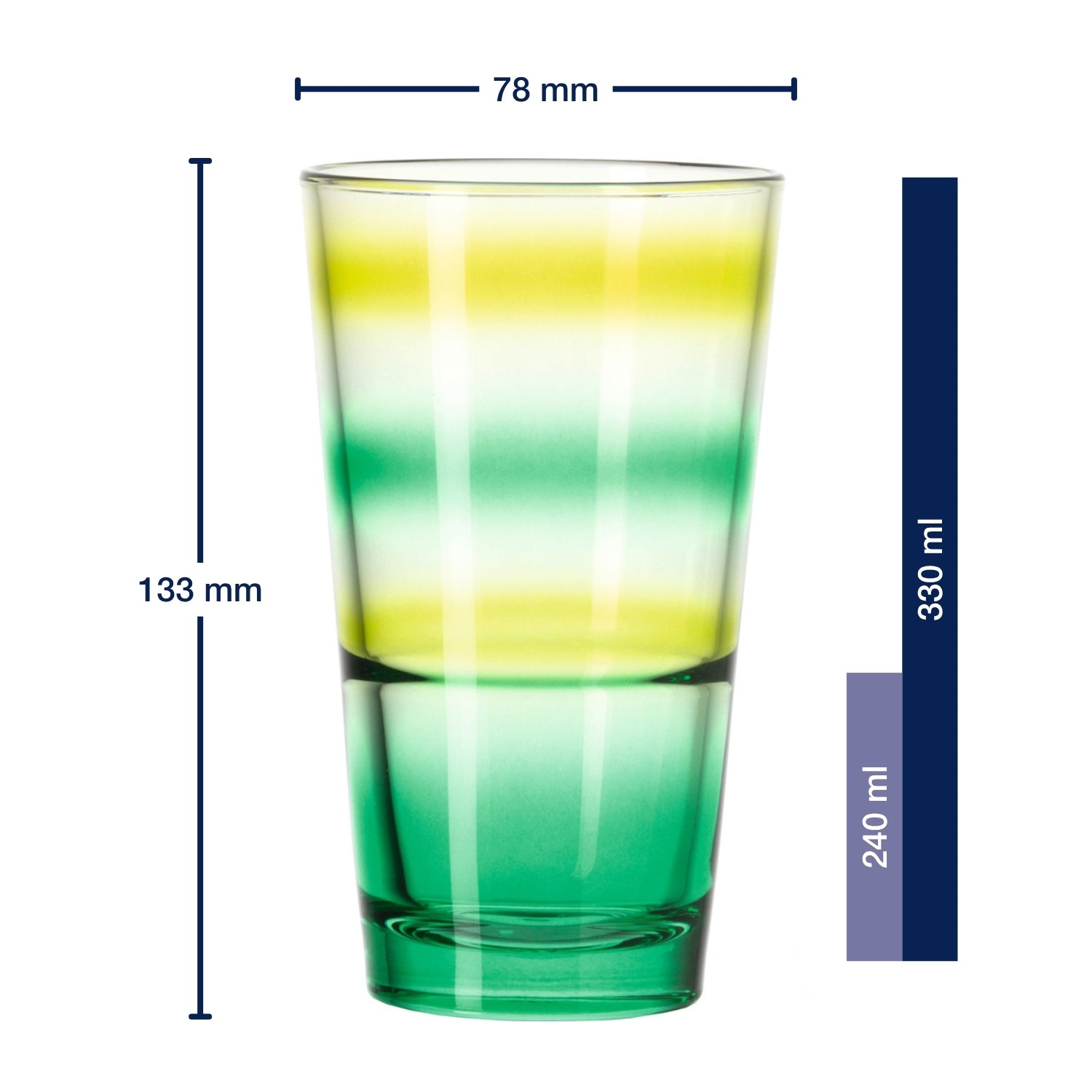 Trinkglas EVENT 330 ml grün gestreift 6er-Set