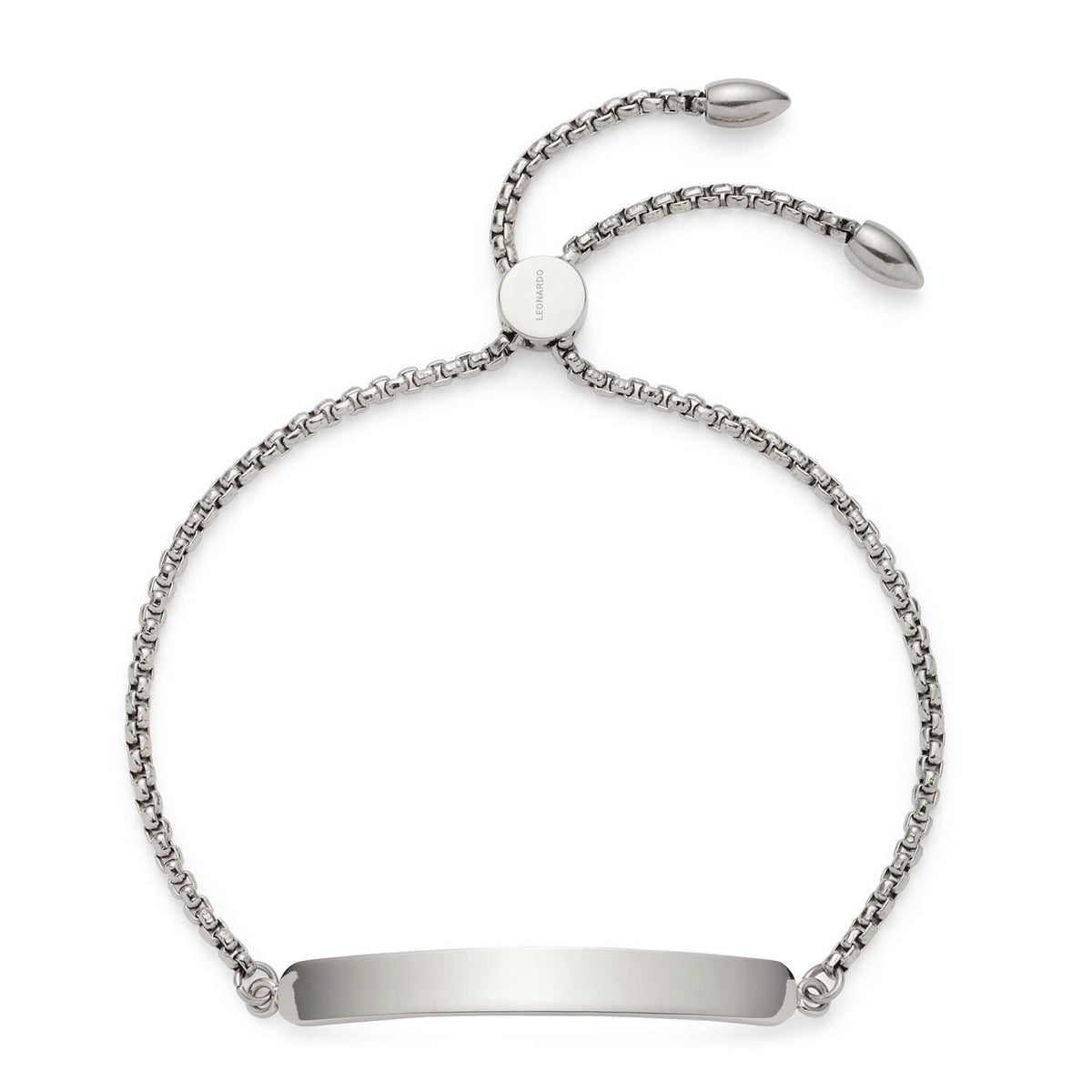 Armband ELISA silber mit Plakette und Verschlussband auf Weiss