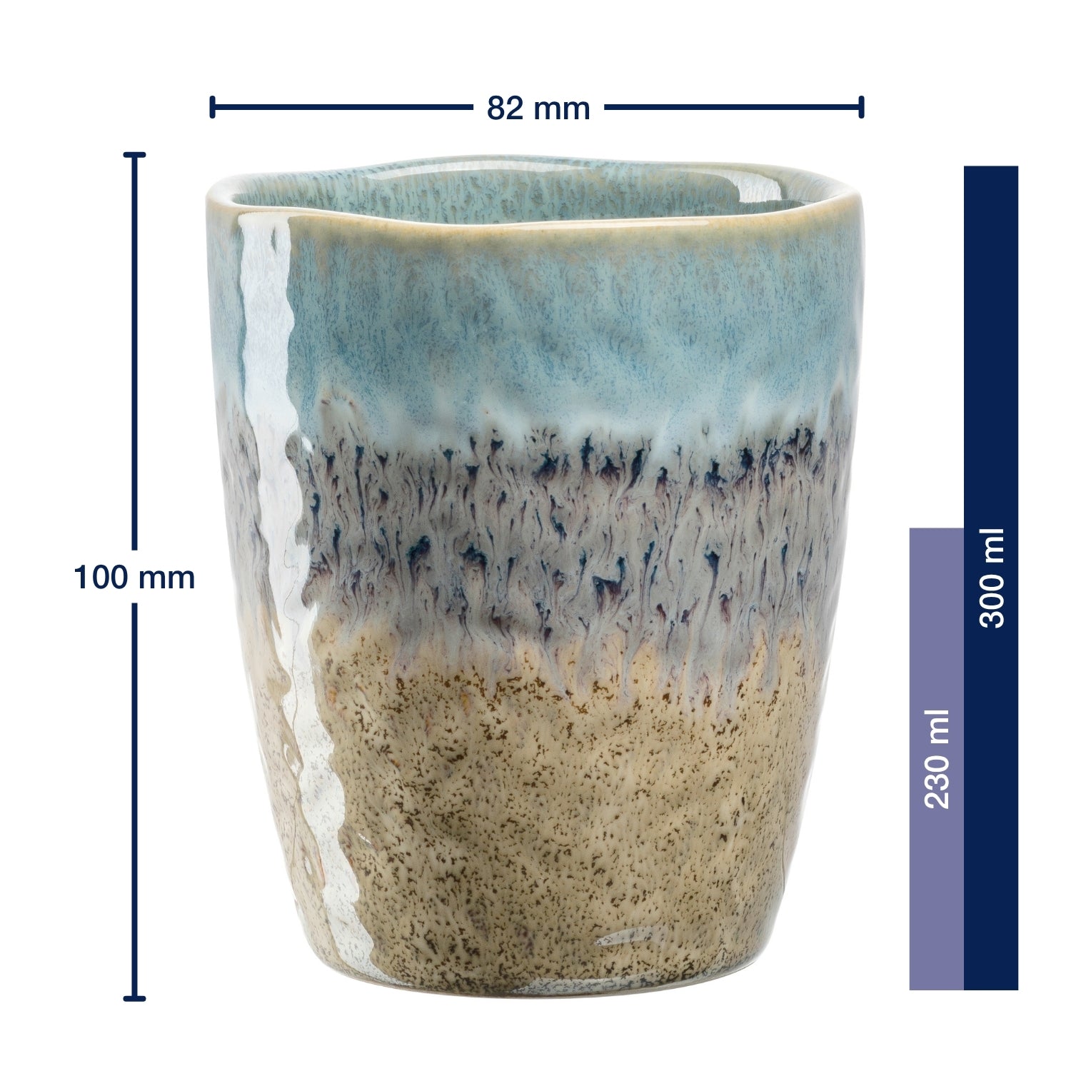 Keramikbecher MATERA 300 ml blau/anthrazit/beige