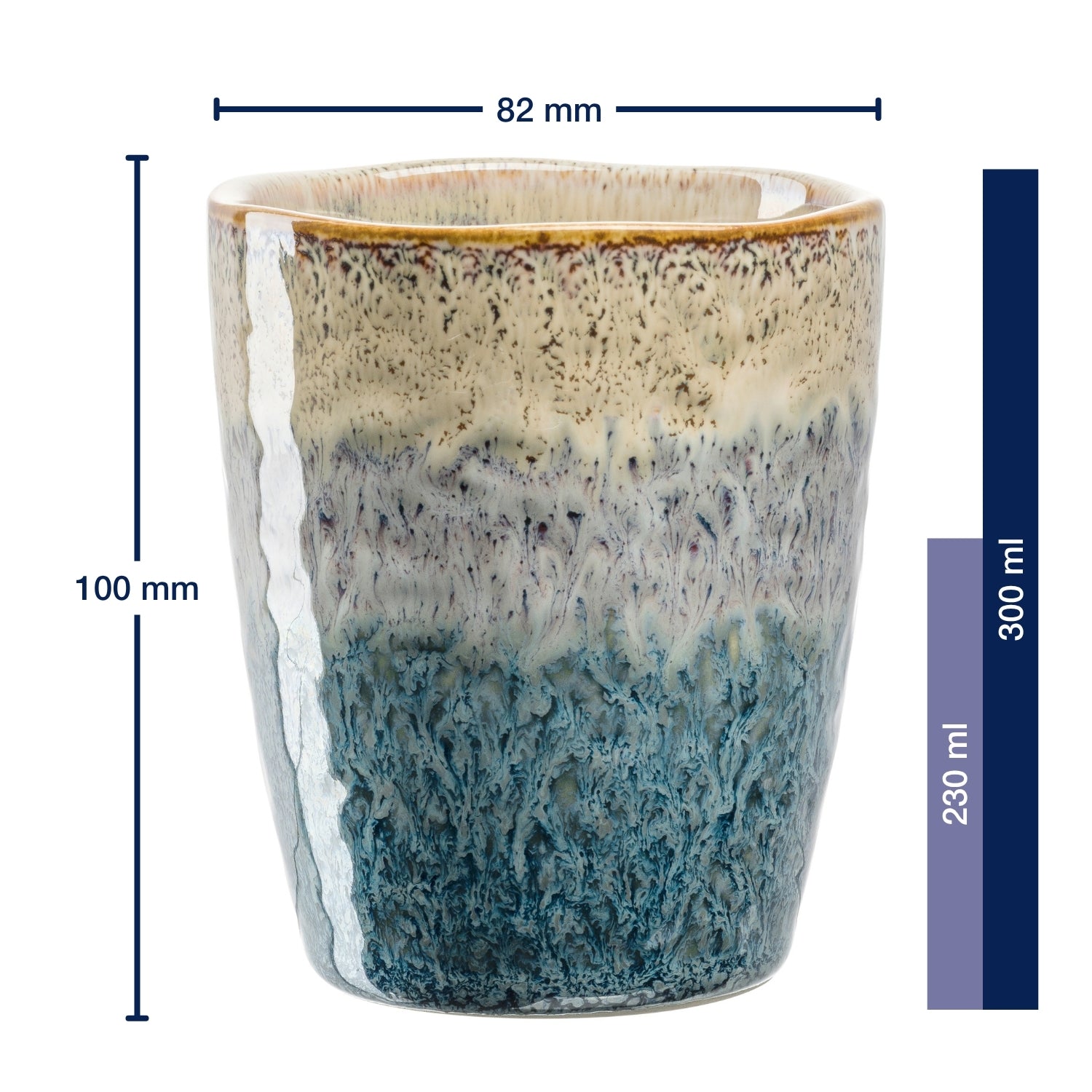 Keramikbecher MATERA 300 ml beige/anthrazit/blau