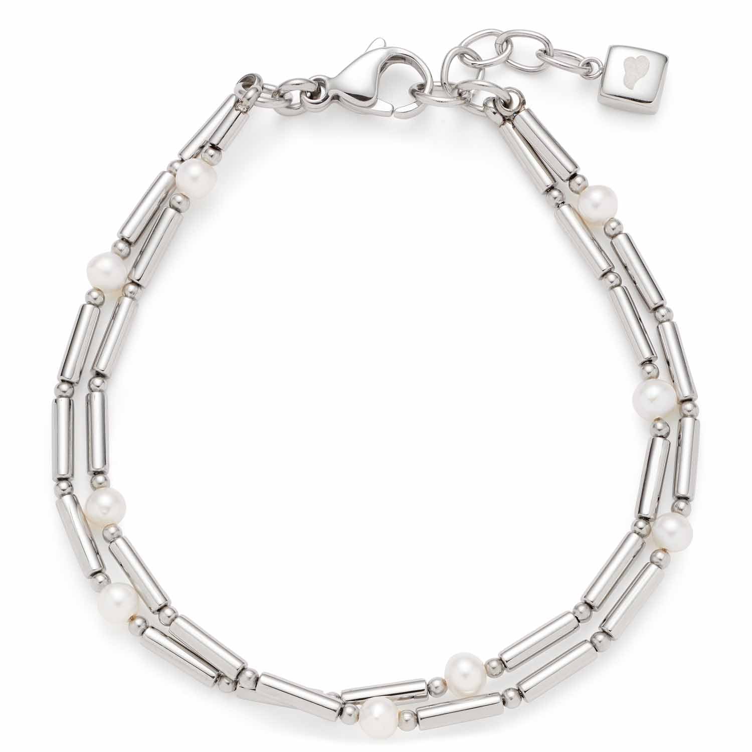 Leonardo Jewels Osira Clip&Mix Damen Armband aus Edelstahl und schwarzen Glasperlen für Charms