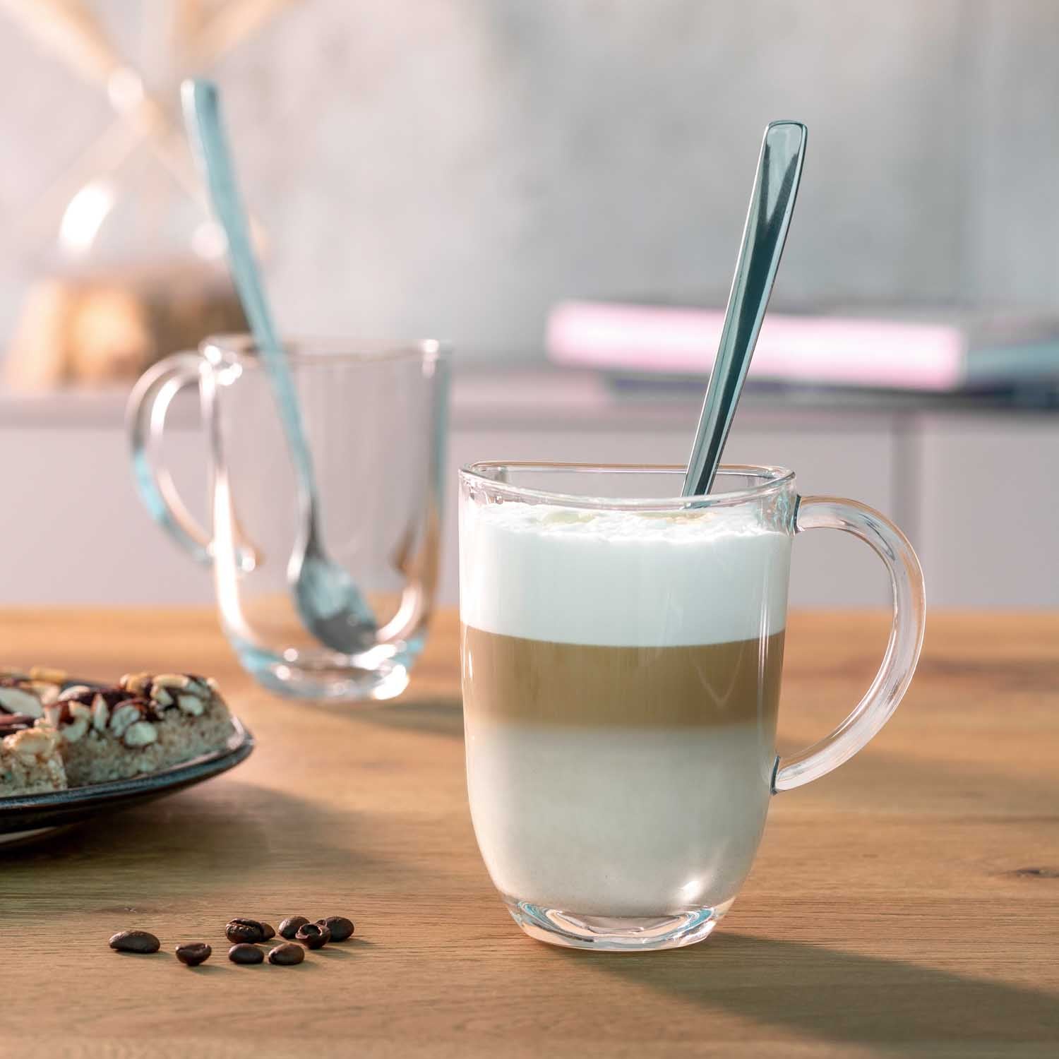 2 Latte Macchiato Tassen NAPOLI 380 ml + 2 Löffel
