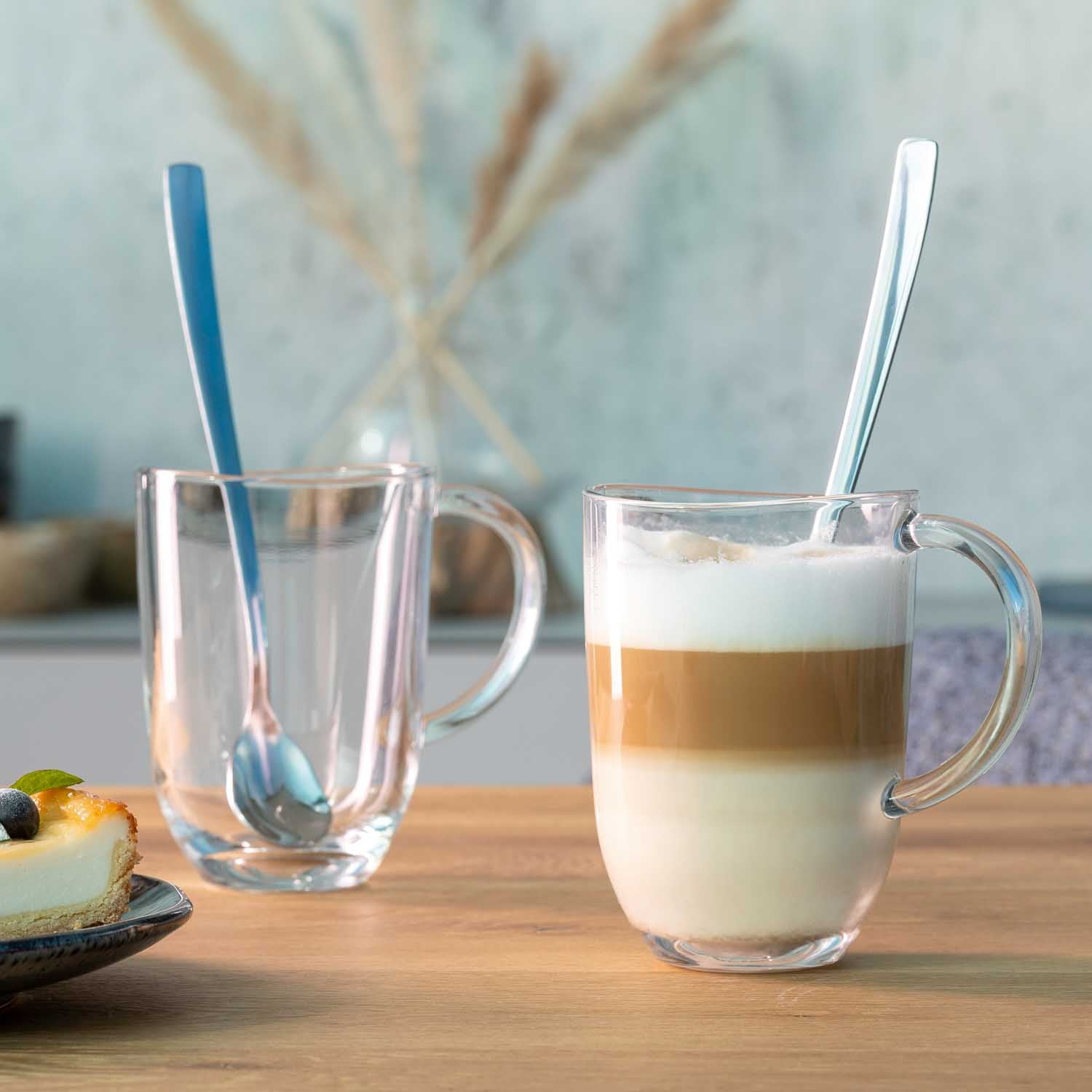 2 Latte Macchiato Tassen NAPOLI 380 ml + 2 Löffel