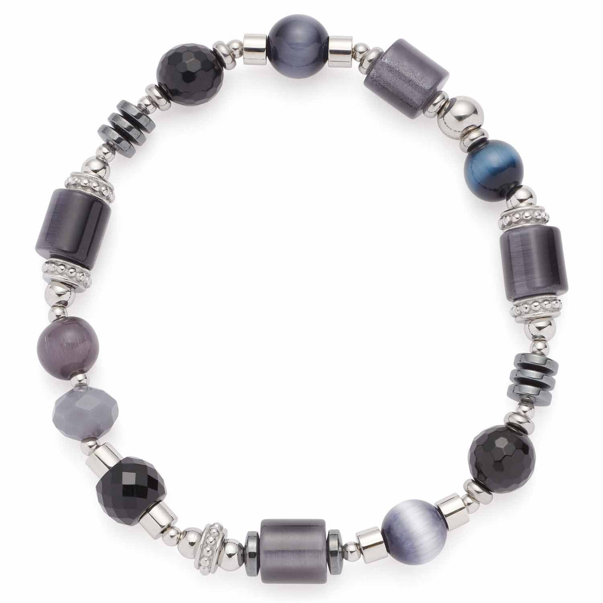 Armband CASORIA silber mit Glasperlen in Grau- und Blautönen