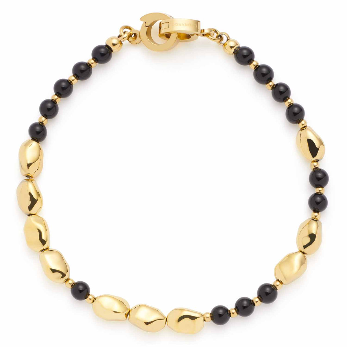 Armband DORINA gold Clip & Mix mit schwarzen und goldenen Perlen