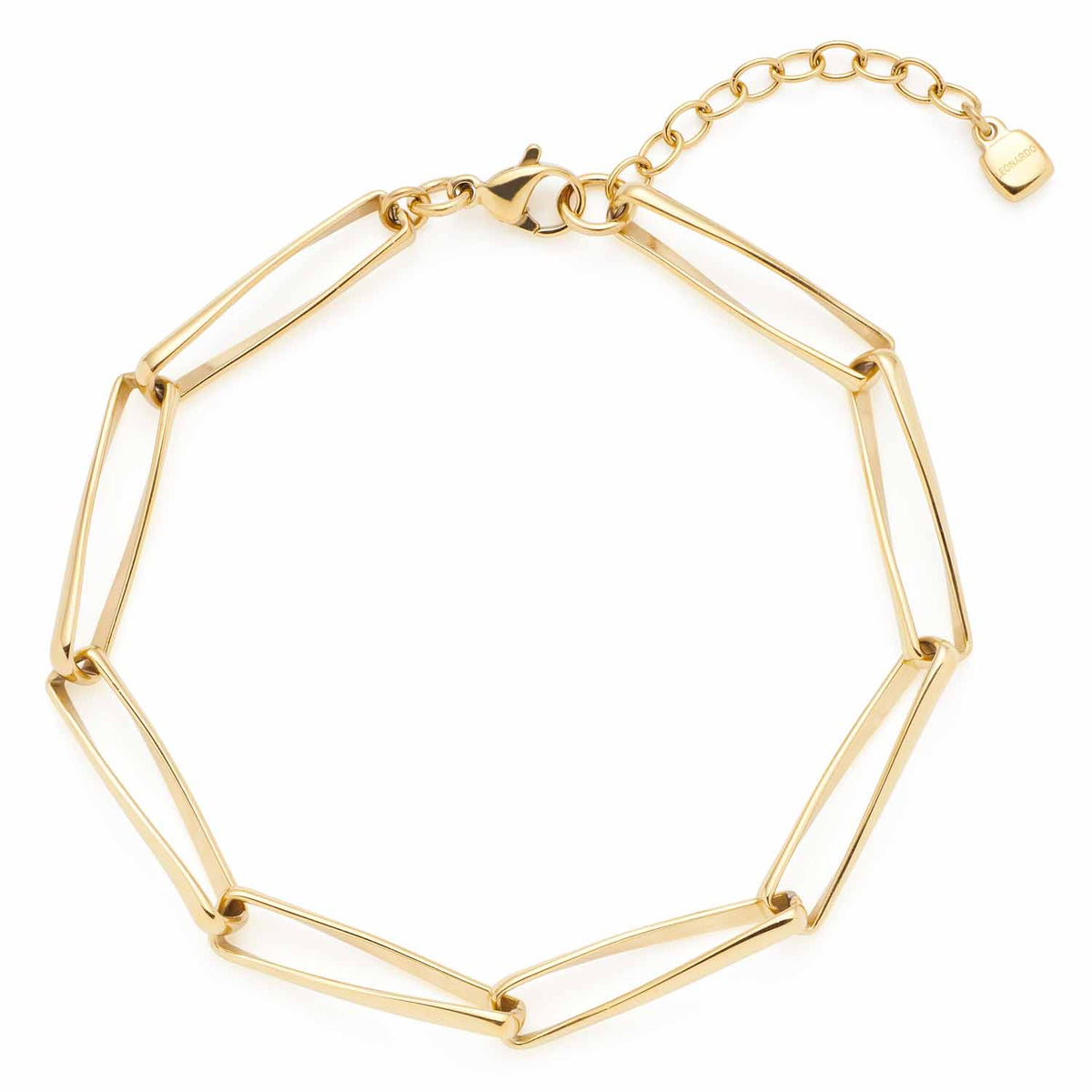 Goldenes Armband CONSENZA mit länglichen Gliedern und Verlängerungskette