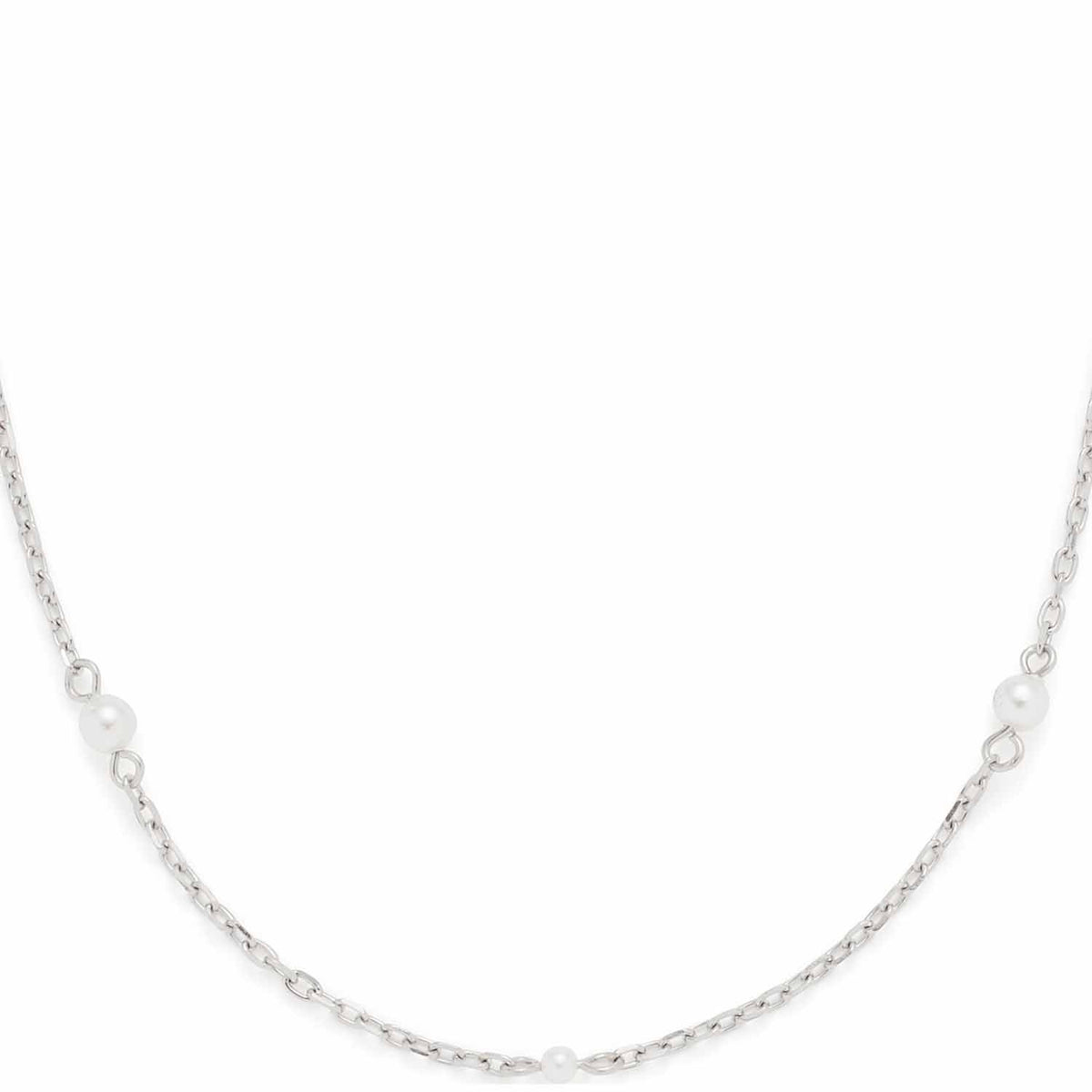 Halskette NAVINA mit silberfarbener Kette und Glasperlen, 42 cm