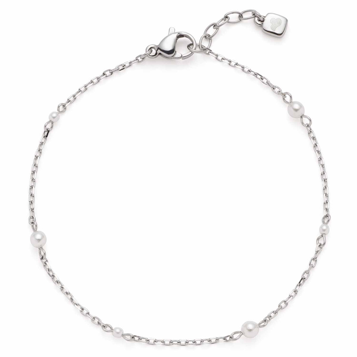 Armband NAVINA CIAO mit Silberkette und weißen Glasperlen