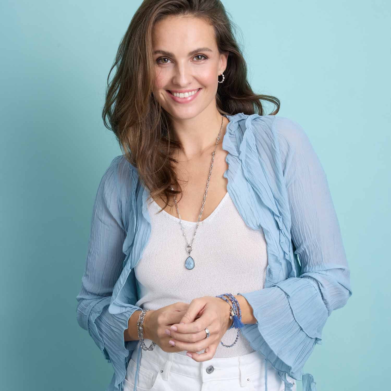 Halskette DONNA 80 cm blau Sommer