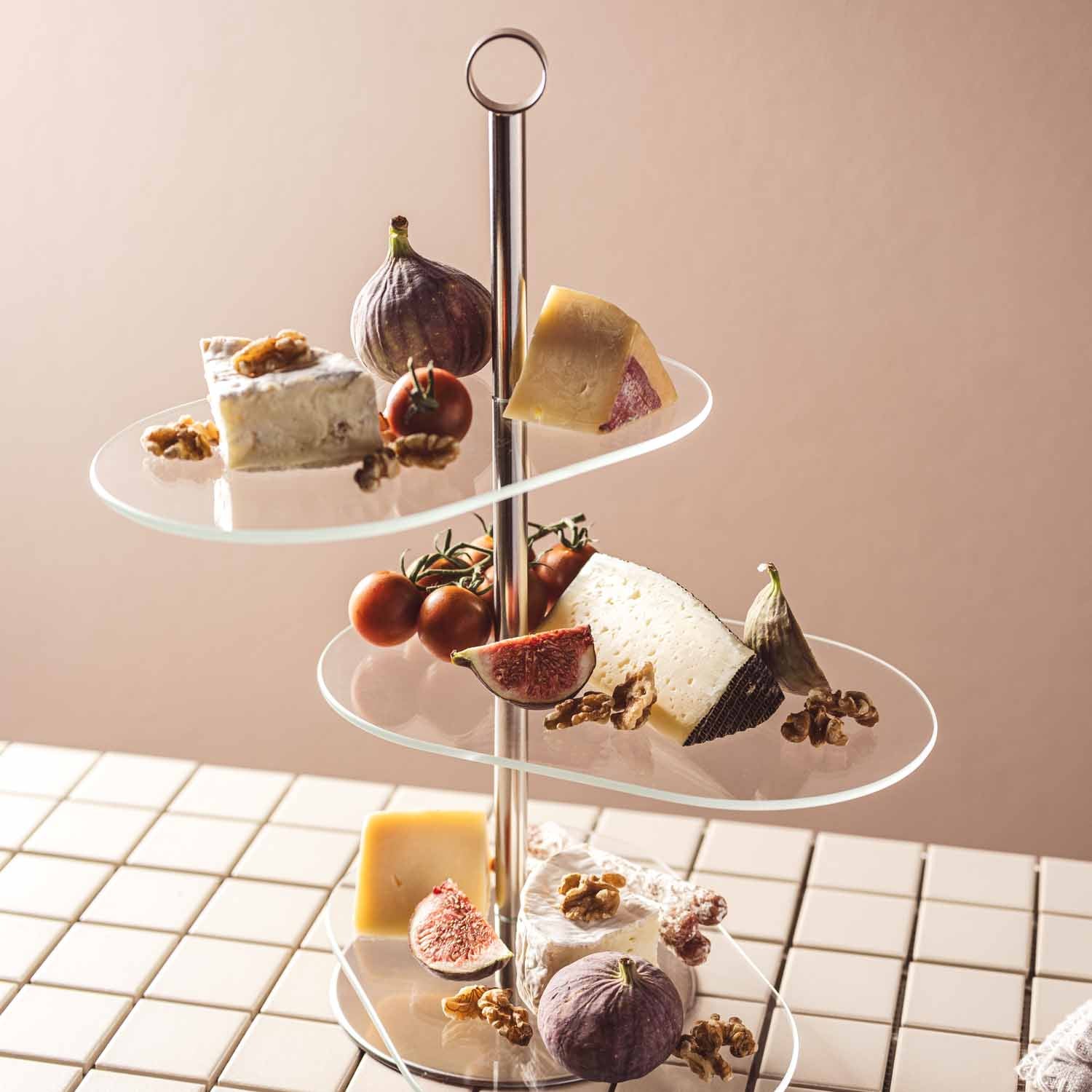 Etagere CENA silber asymetrisch 3-teilig