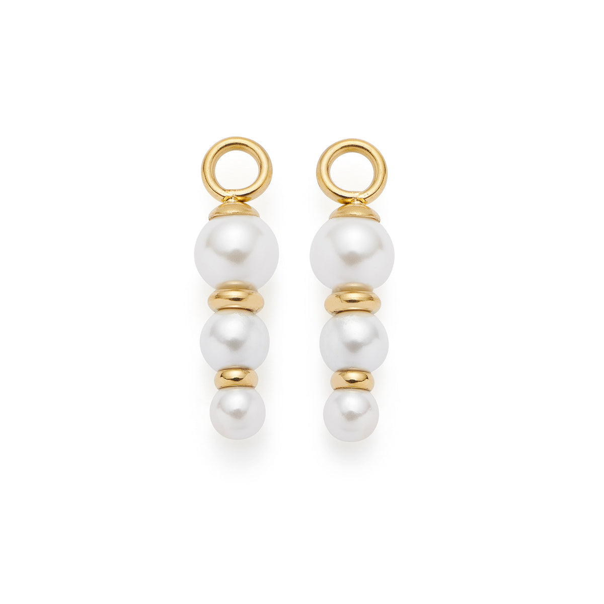 Set/2 Anhänger JUSTINE gold mit weißen Glaskugeln und goldfarbenen Zwischenelementen