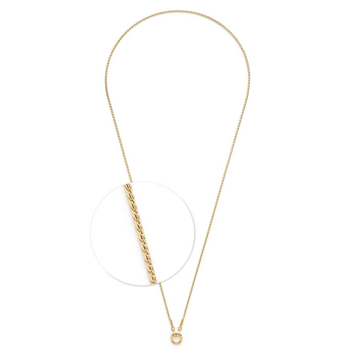 Halskette SONJA 80 cm gold mit rundem Anhänger und Clip-Element