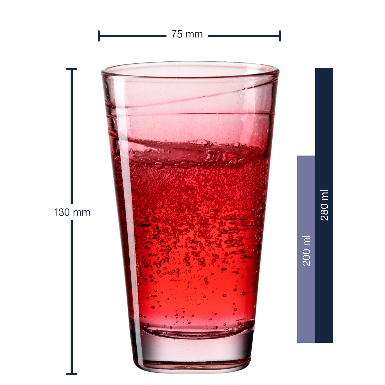 Trinkglas VARIO STRUTTURA 280 ml rot 6er-Set