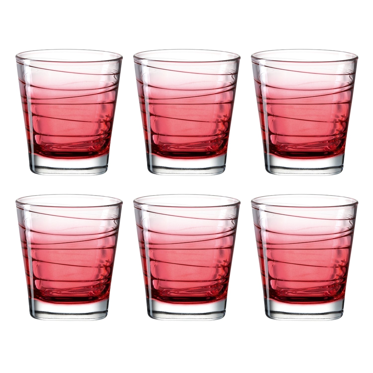 Trinkglas VARIO STRUTTURA 250 ml rot 6er-Set – LEONARDO