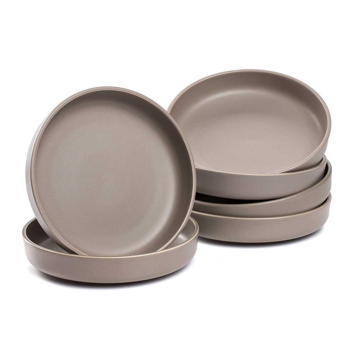 Keramikteller ROMA 20 cm taupe tief 6er-Set – LEONARDO