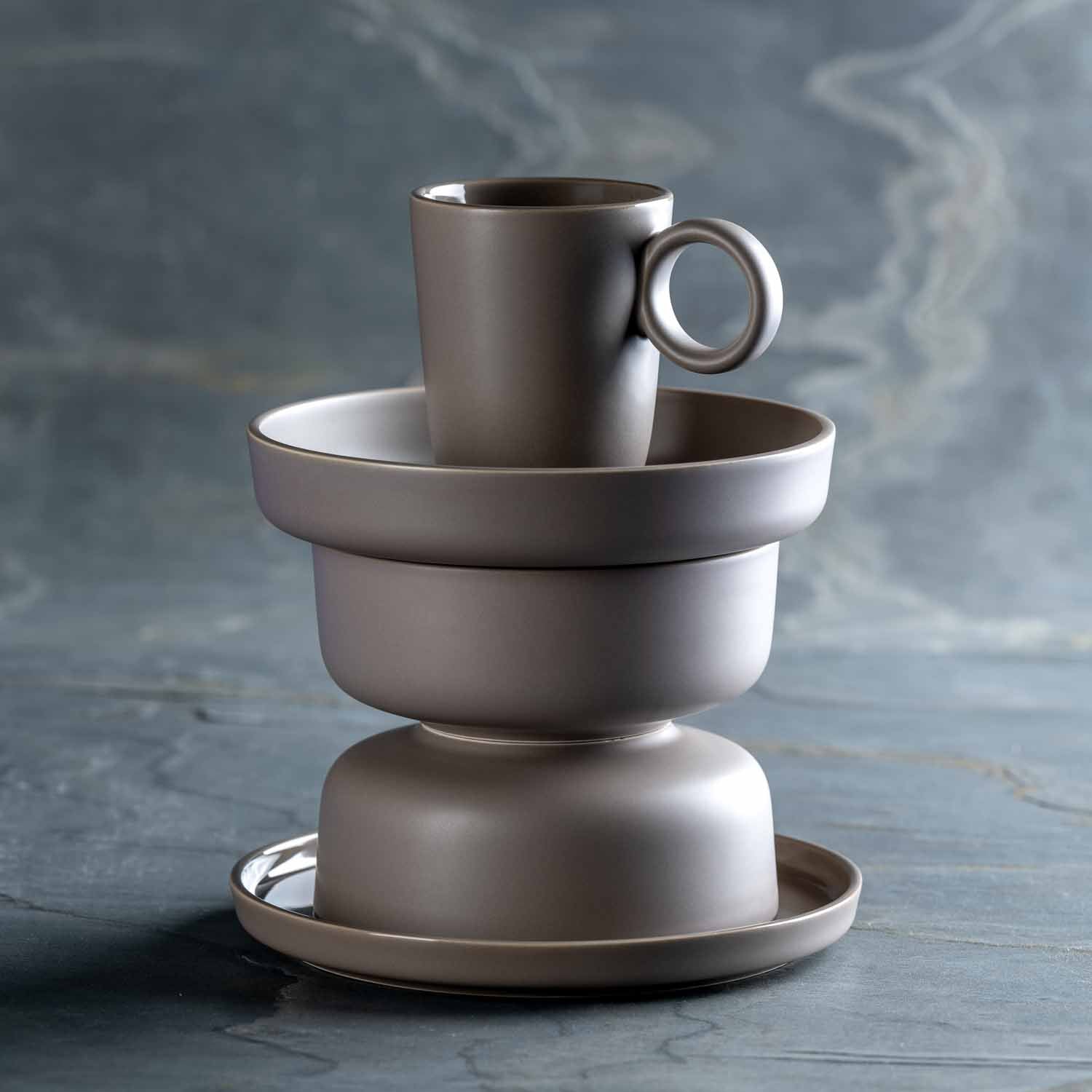 Keramikteller ROMA 20 cm taupe tief