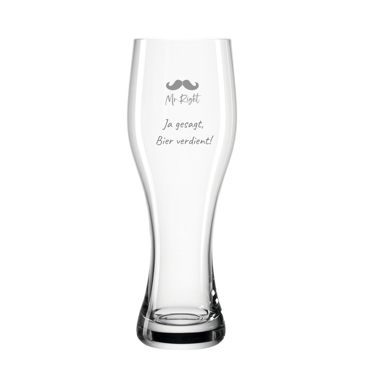 Weizenbierglas TAVERNA mit Gravur Schnurrbart und Text