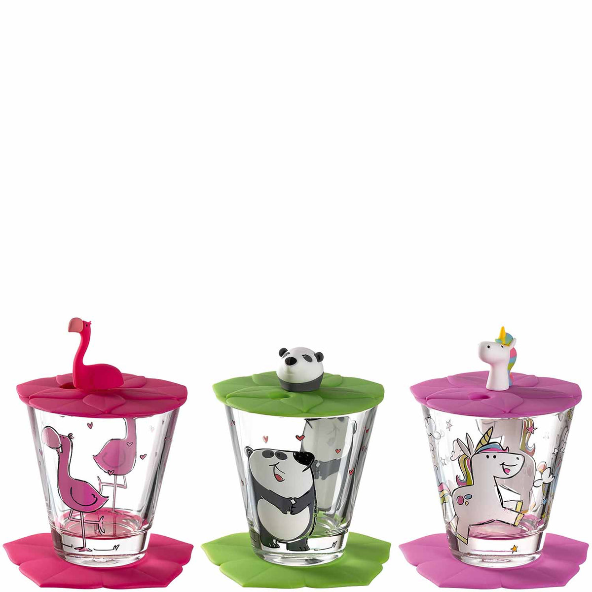 Kindertrinkset BAMBINI 9-teilig Flamingo Einhorn Panda