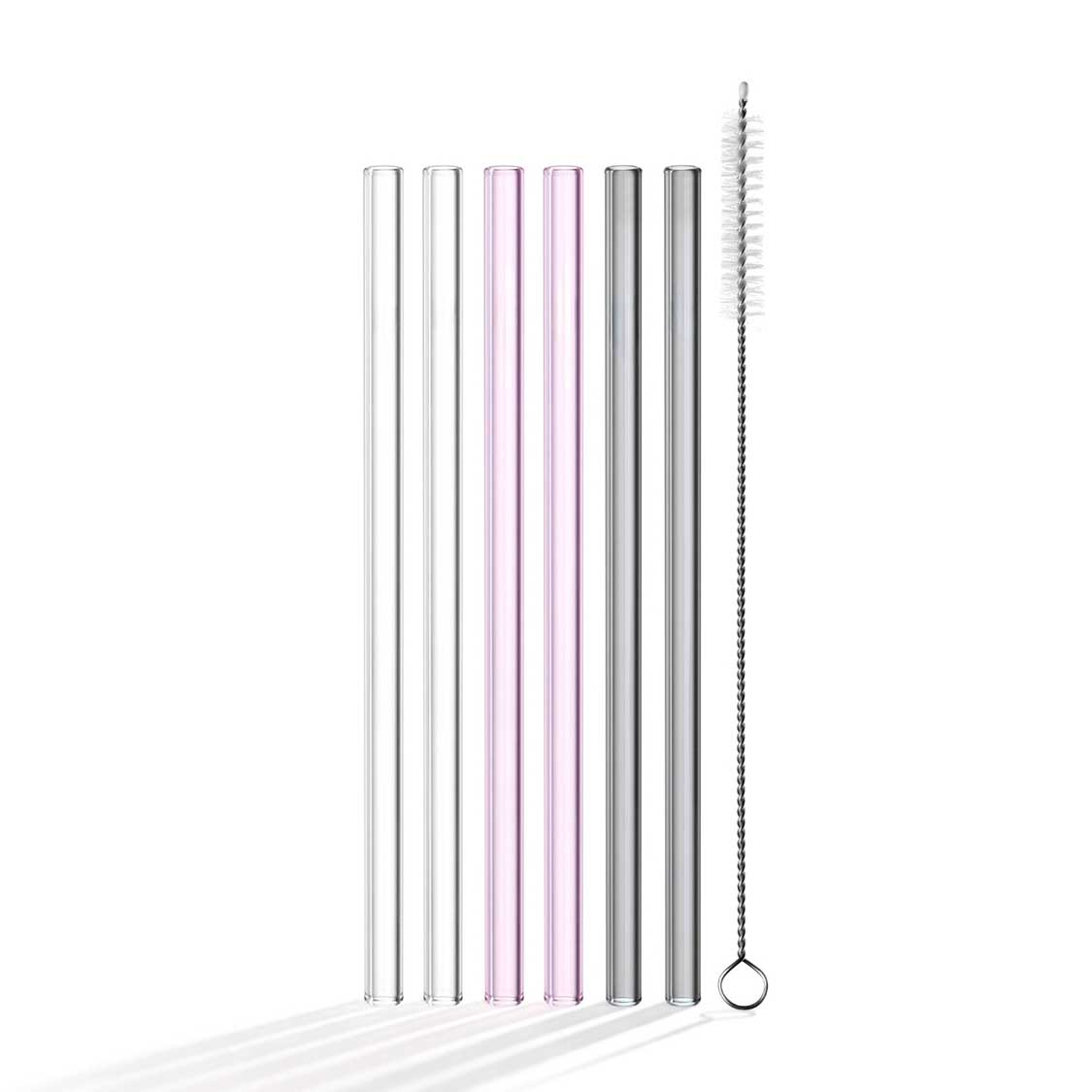 Glastrinkhalme SANO 18 cm 6er-Set + Reinigungsbürste