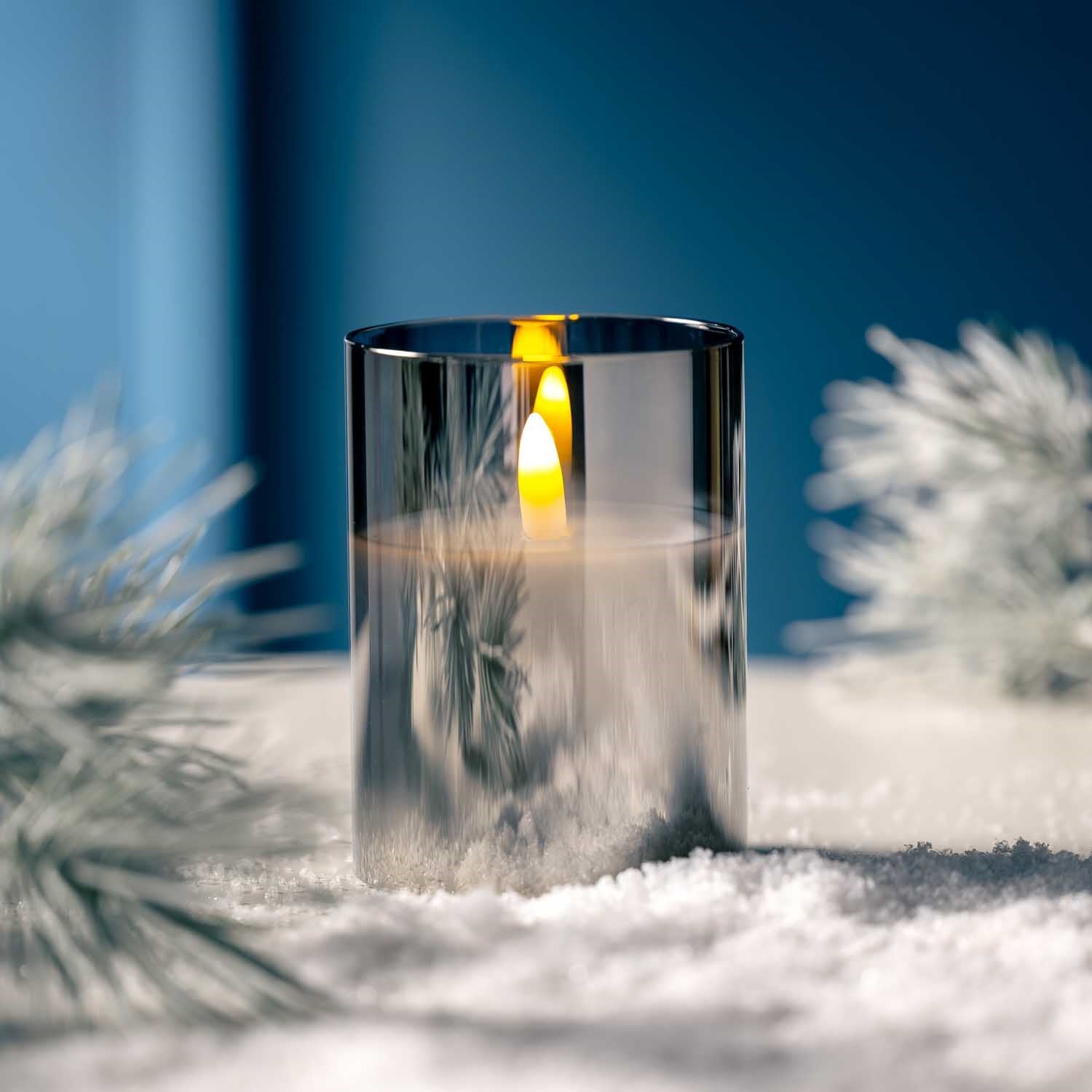 LED Kerze silber 10x8cm PALAZZO