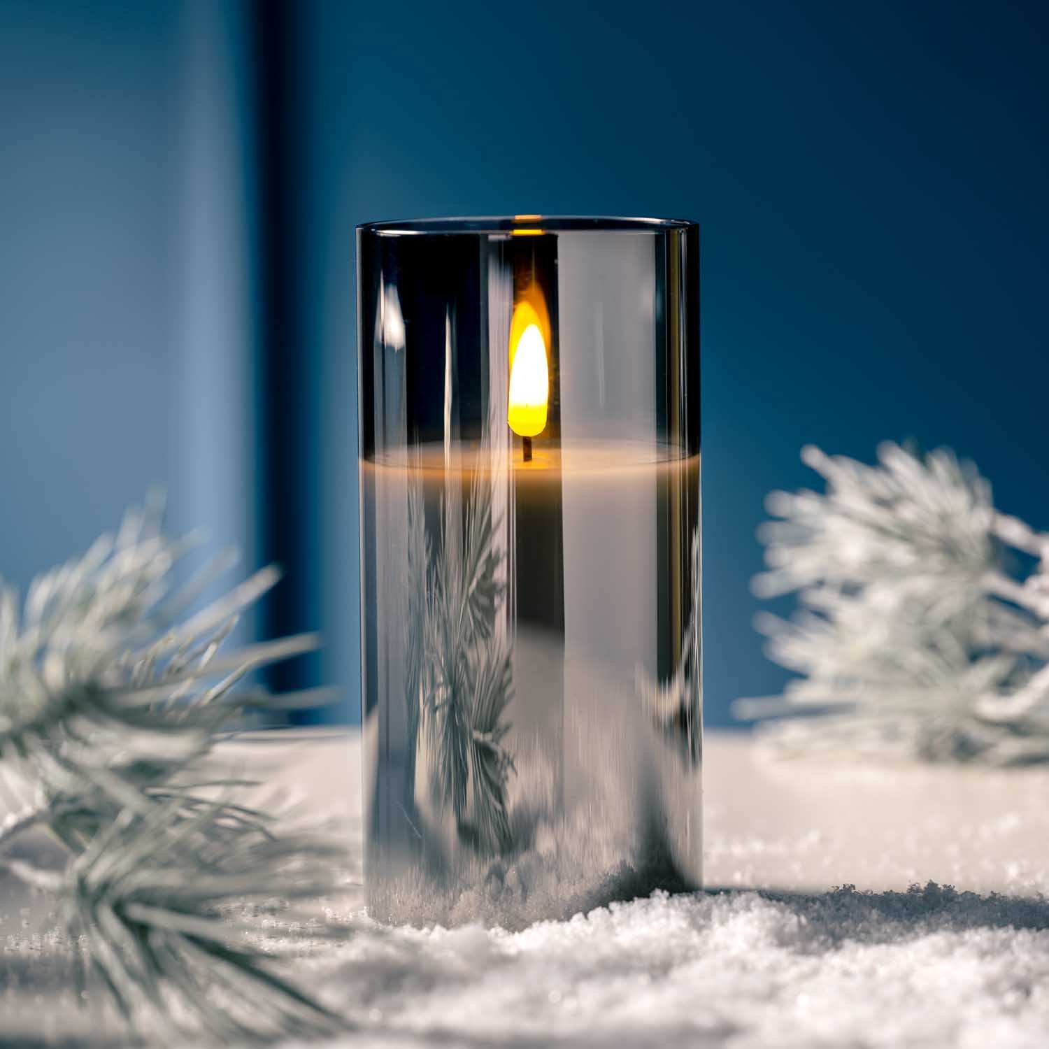 LED Kerze silber 15X10cm PALAZZO