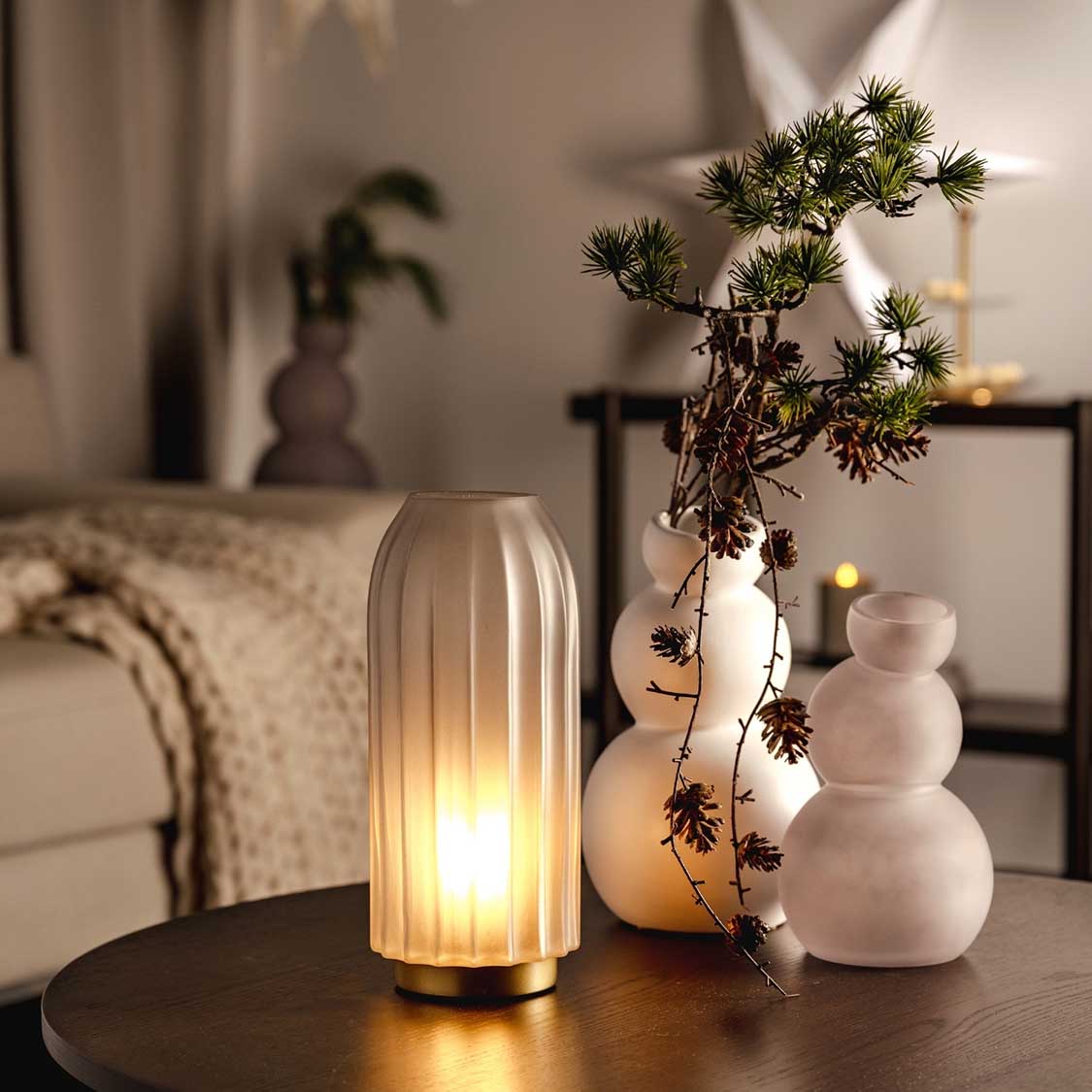 LED Lampe SILENZIO 28 cm grau satiniert