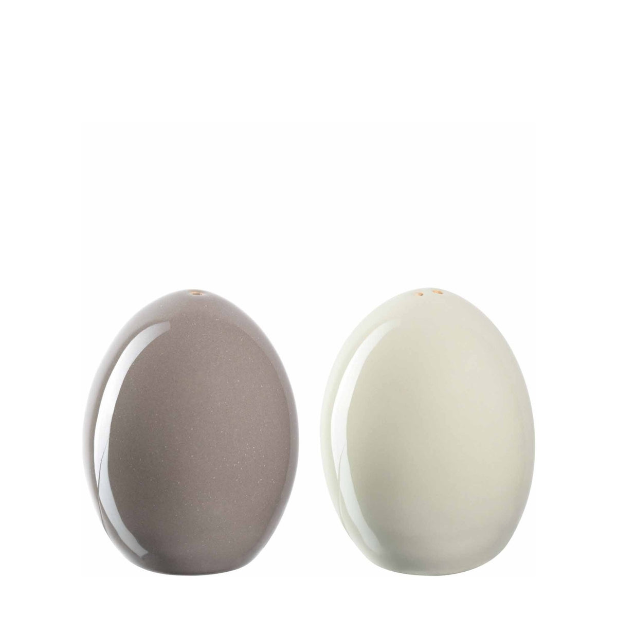 Salz & Pfeffer Streuer ROMA in Creme und Taupe, Ei-Form aus Keramik