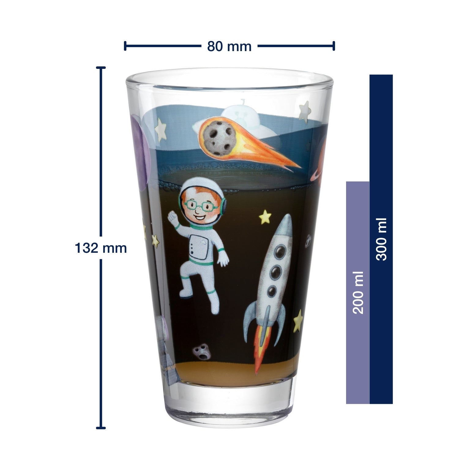 Trinkglas BAMBINI AVVENTURA 300 ml Weltall 6er-Set