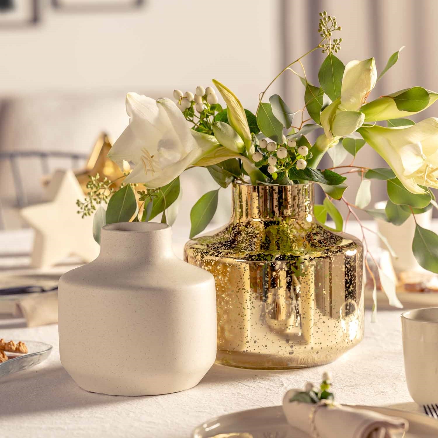 Vase 22 cm gold gesprenkelt MILANO