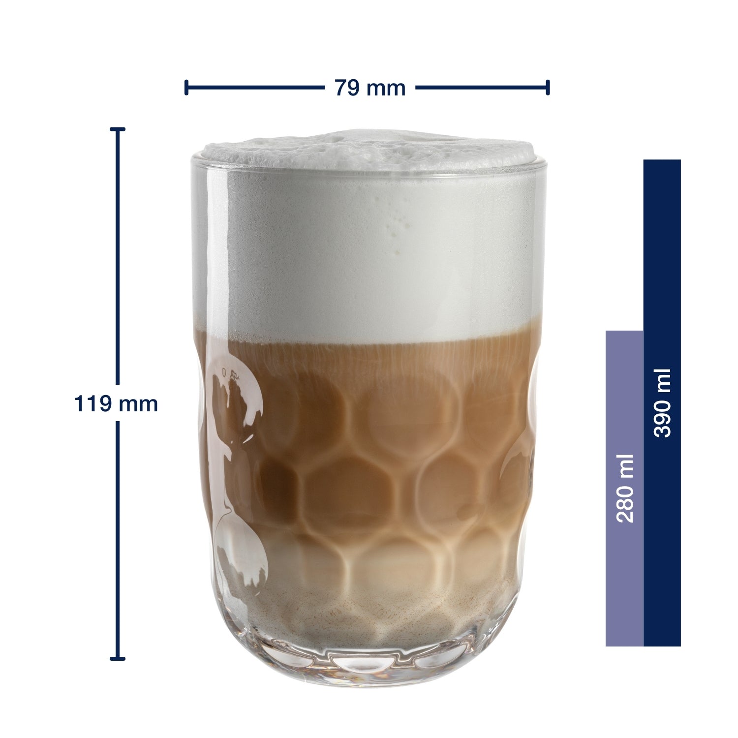 Latte Macchiato Glas GOCCE 380ml 1. Variante 2er-Set