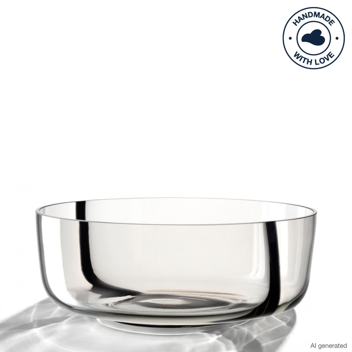 Schale ALVEO 26 cm aus Glas mit gewölbter Form auf weißem Untergrund