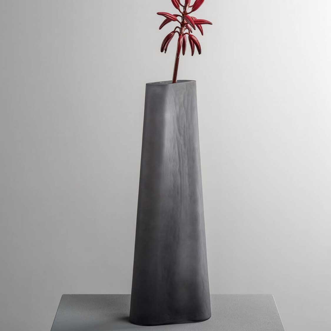 Vase TURNO 34 cm grau satiniert