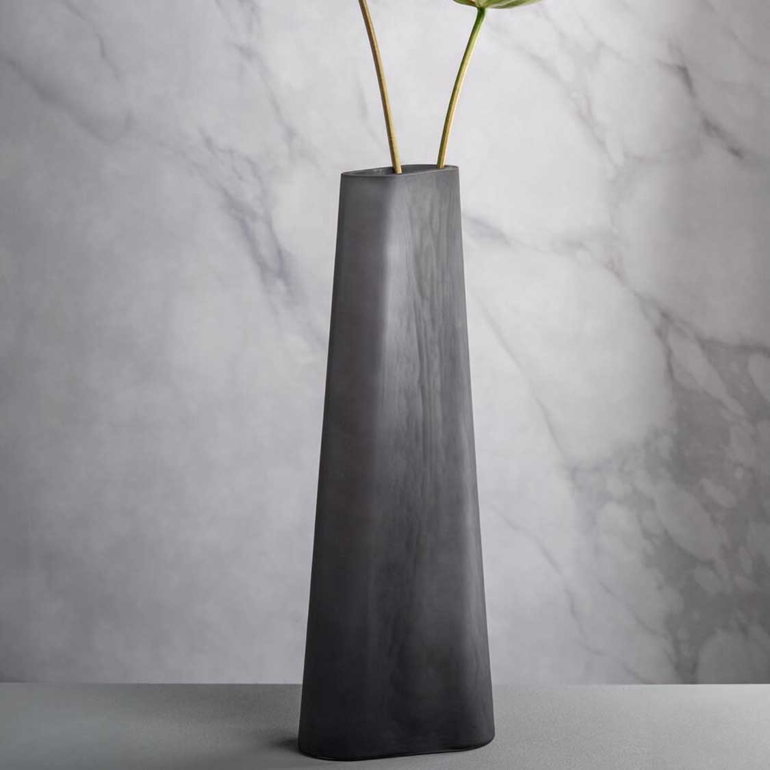 Vase TURNO 42 cm grau satiniert