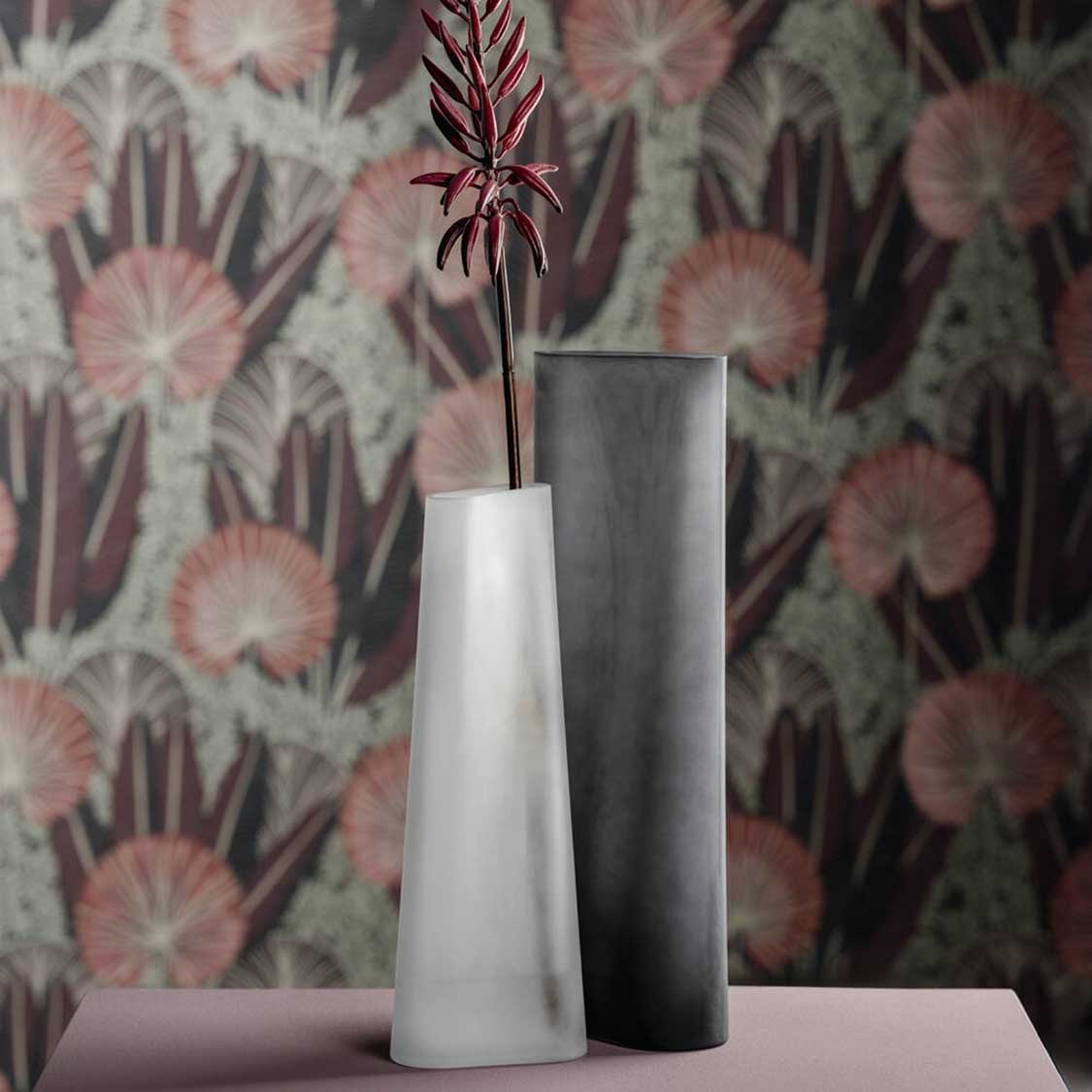 Vase TURNO 42 cm grau satiniert