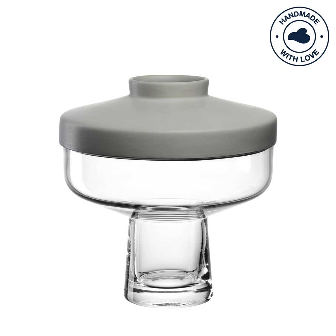 Vase RIVA mit Aufsatz 22 cm grau