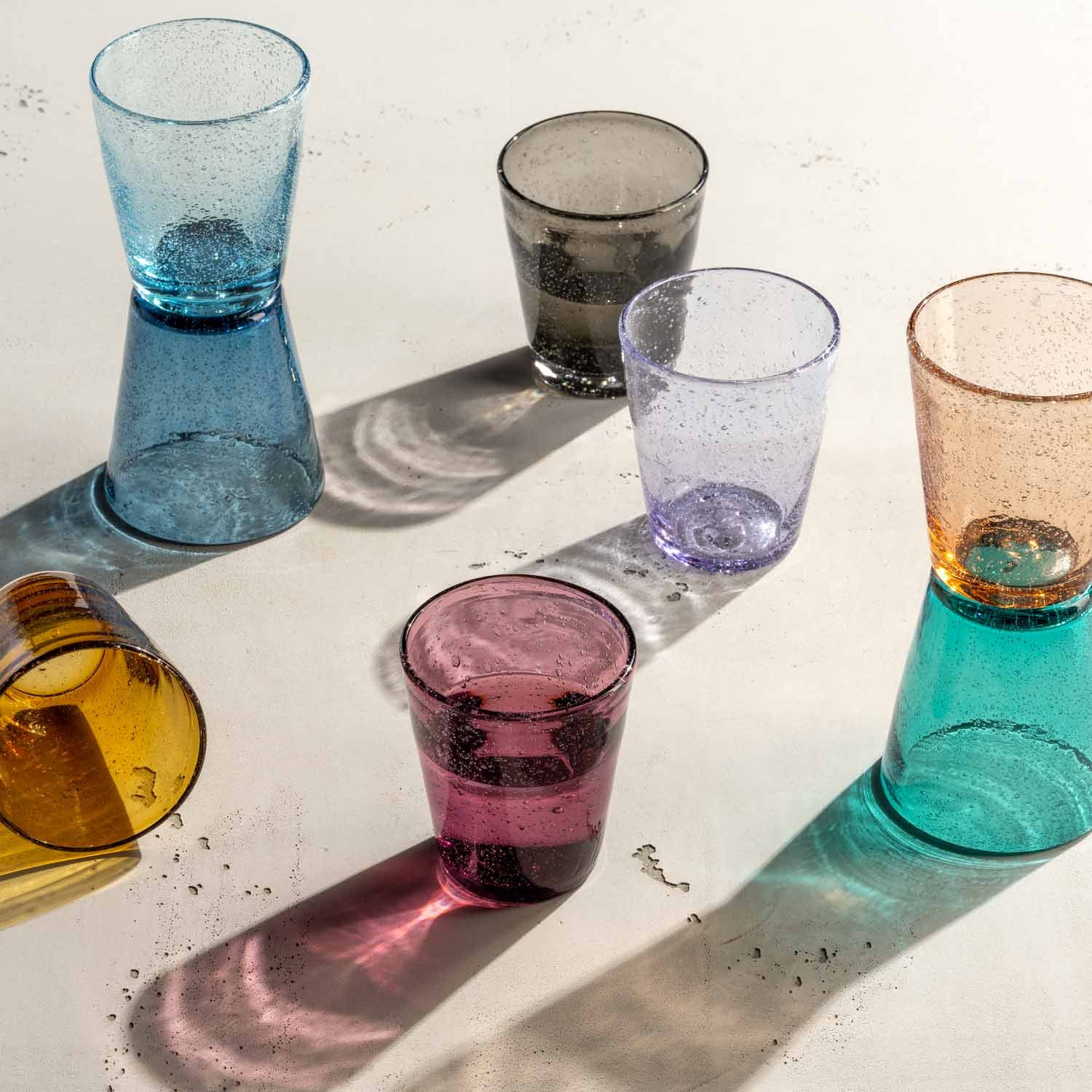 Trinkglas BURANO 330 ml warme Farben 4er-Set