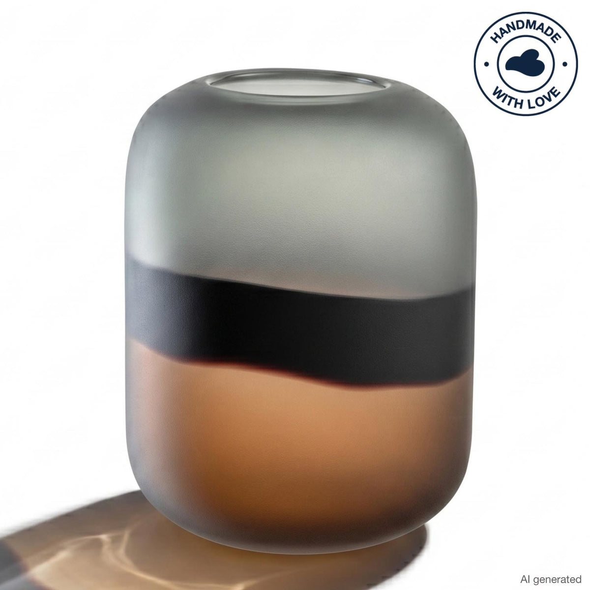 Vase CORSO SABBIA aus Glas mit grauem, schwarzem und braunem Farbverlauf