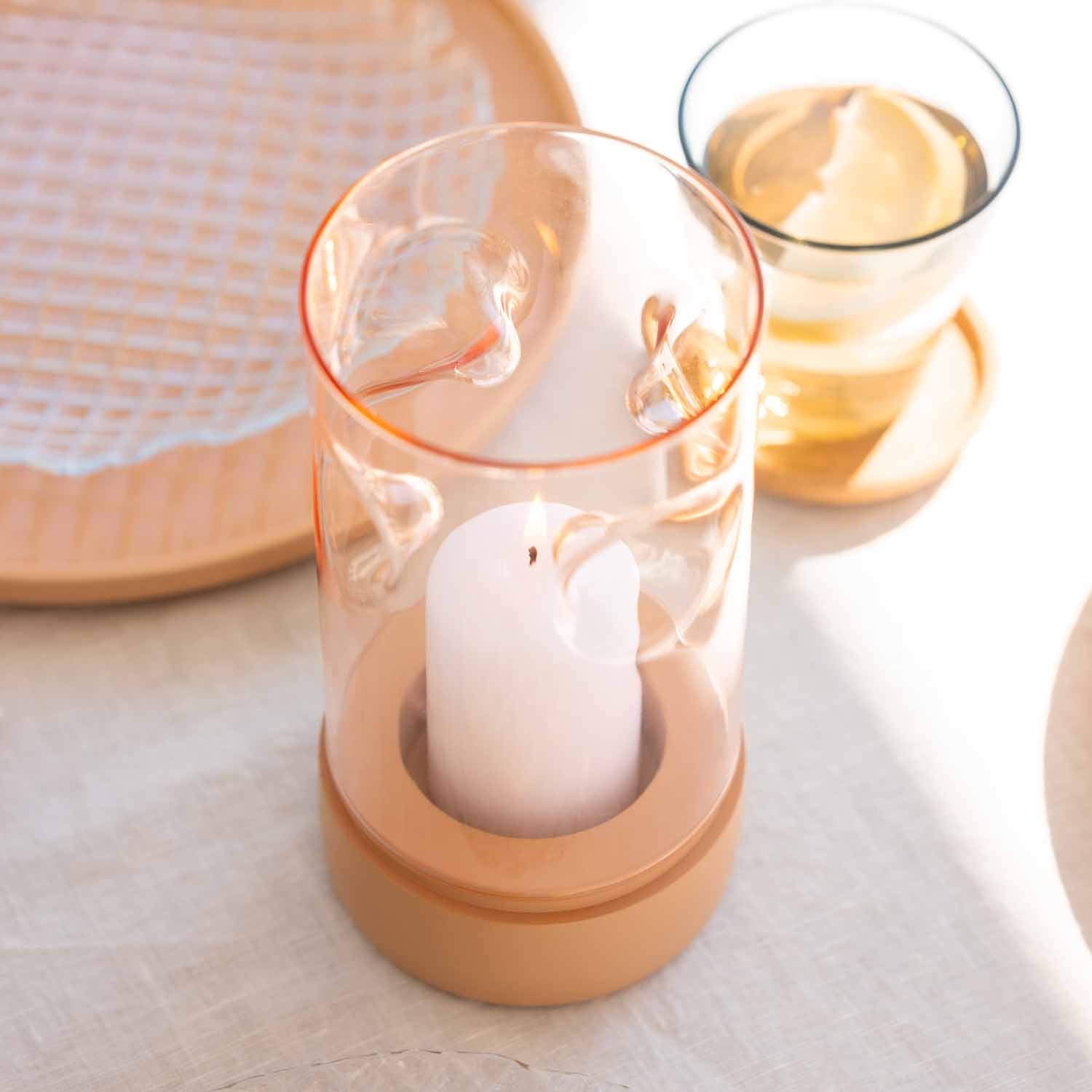 Tischlicht auf Sockel SOLE 19 cm apricot