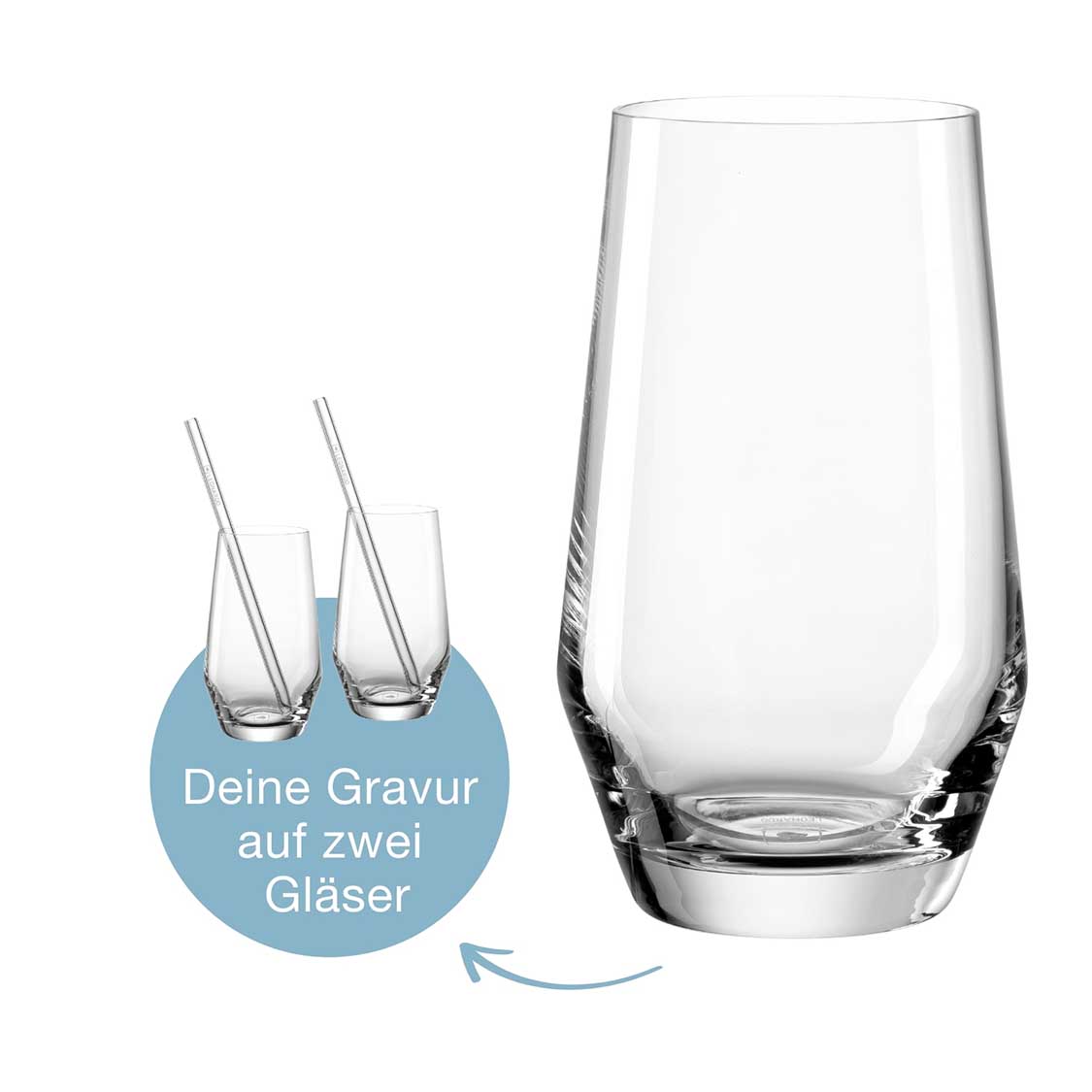 Trinkglas Geschenkset PUCCINI 5-teilig 365 ml mit persönlicher Gravur