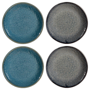 Keramikteller MATERA 4 Stück sortiert 16,3 cm anthrazit/blau