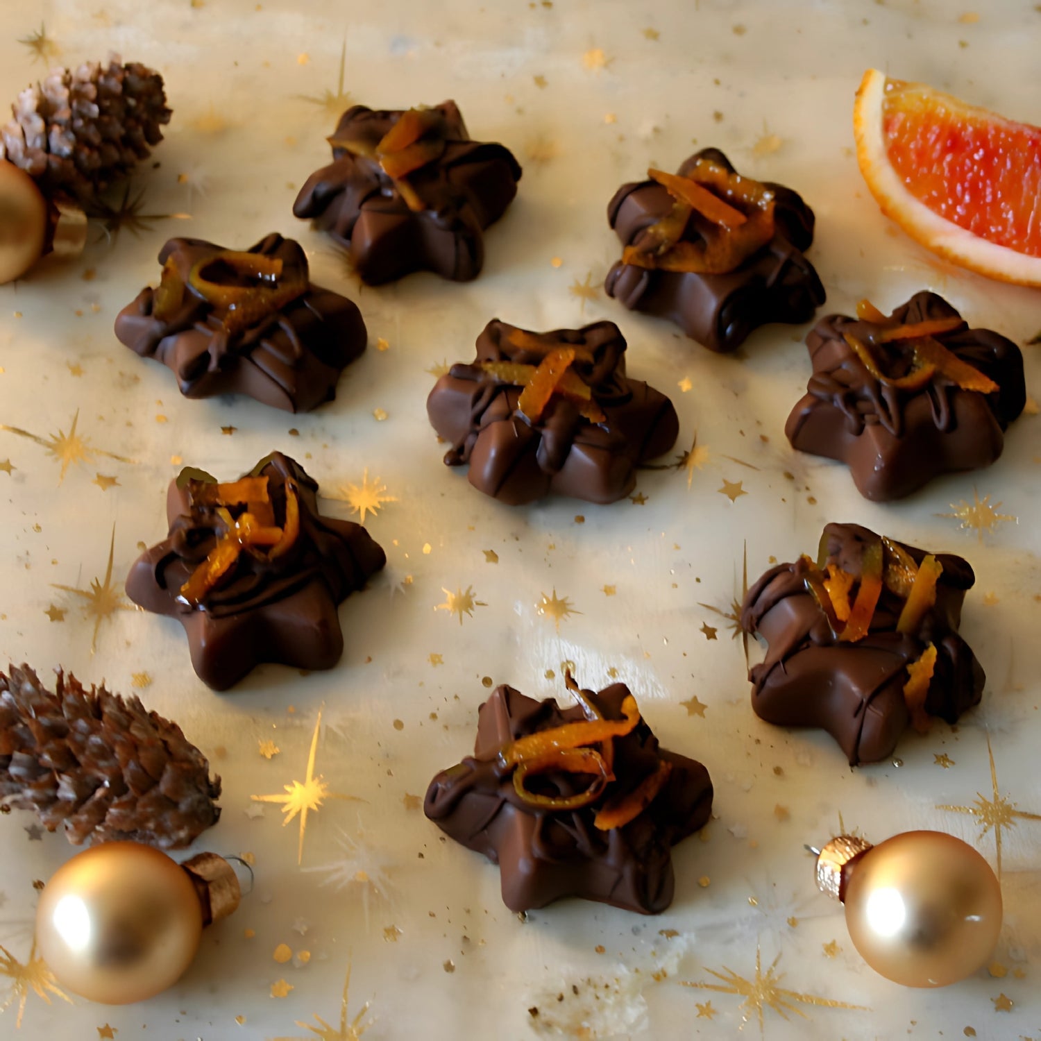 Schokoladensterne mit Kardamom-Orangencreme