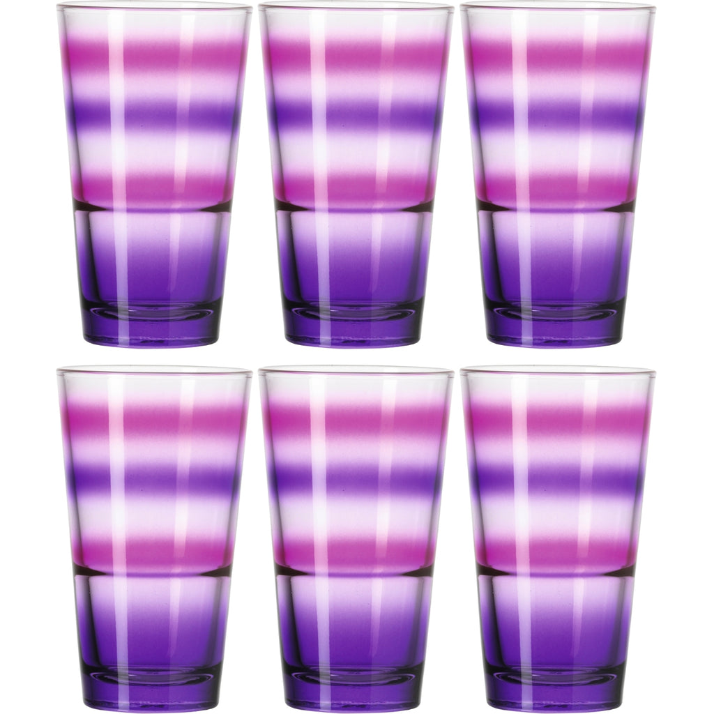 Trinkglas EVENT 330 ml lila gestreift 6er-Set – LEONARDO