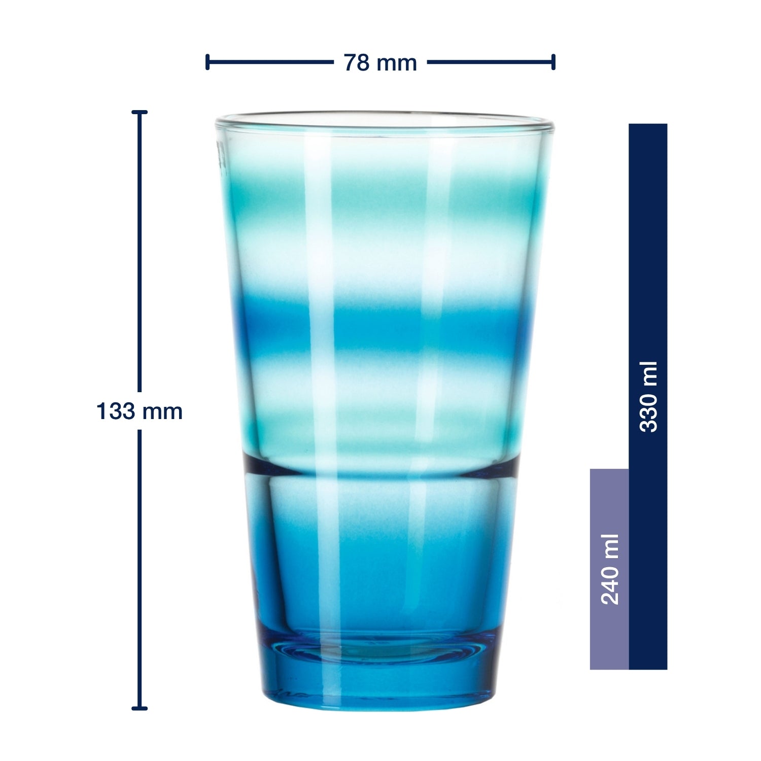 Trinkglas EVENT 330 ml blau gestreift 6er-Set