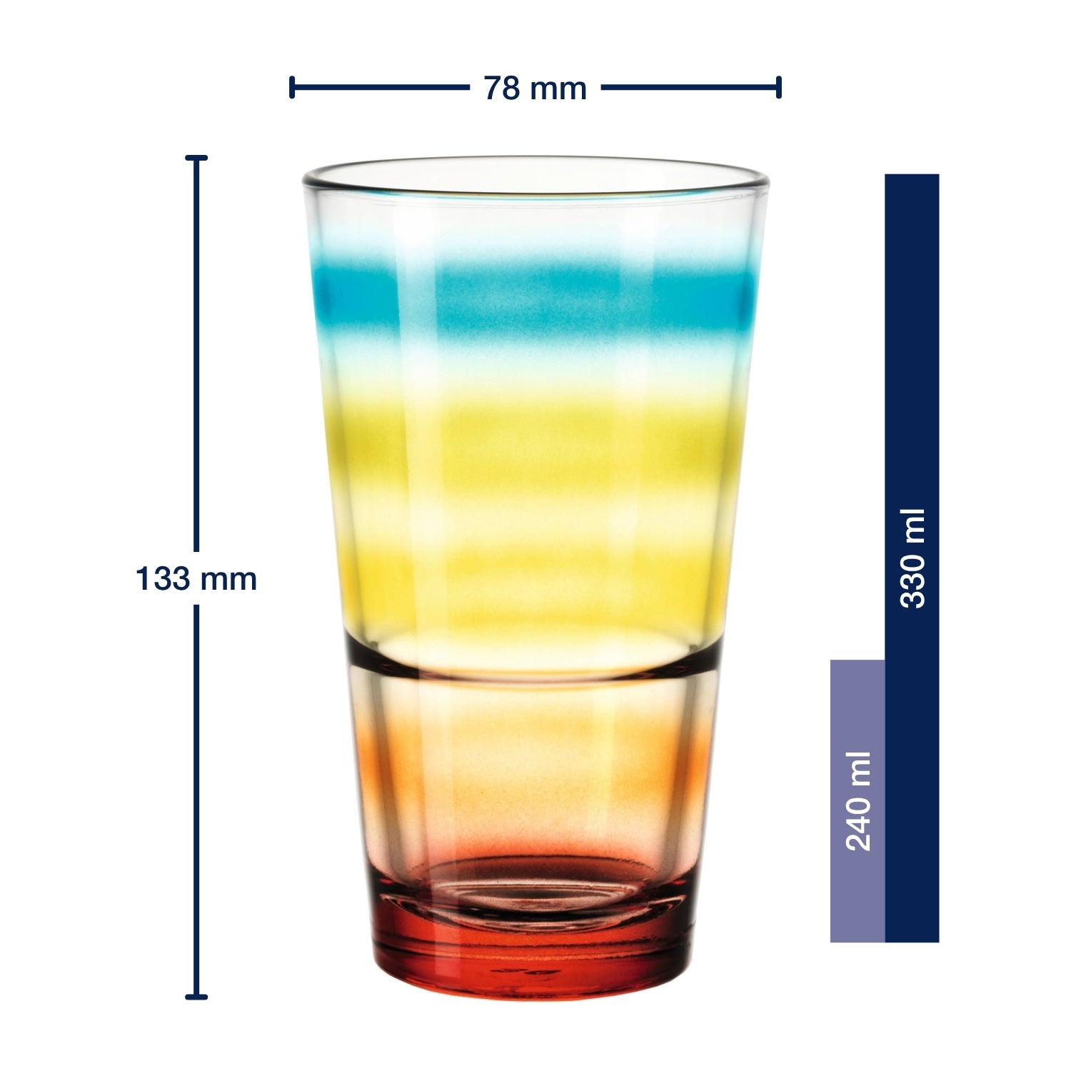 Trinkglas EVENT 330 ml bunt gestreift 6er-Set