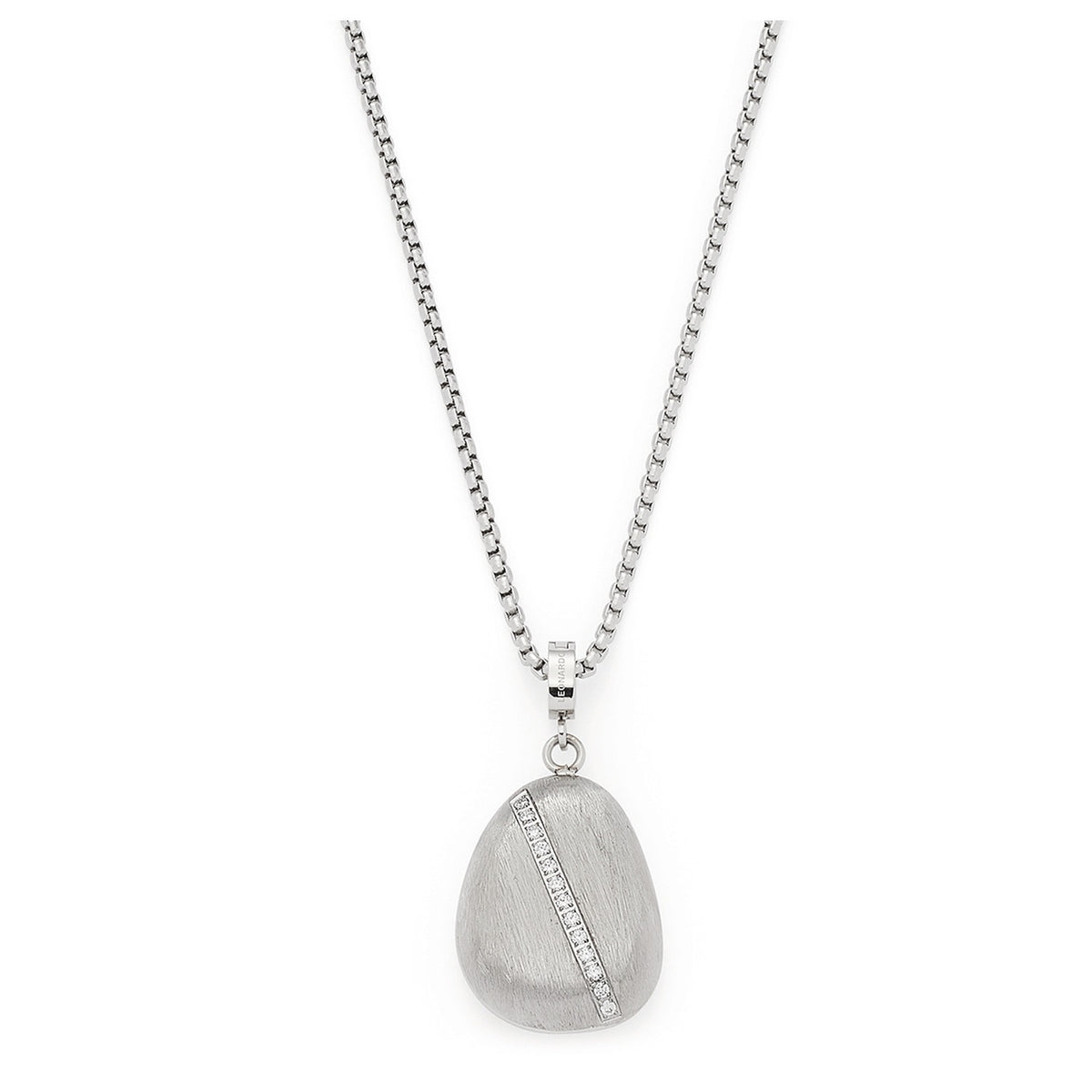 Halskette CIOTTOLO silber glänzend mit ovalem Anhänger und Strass-Details