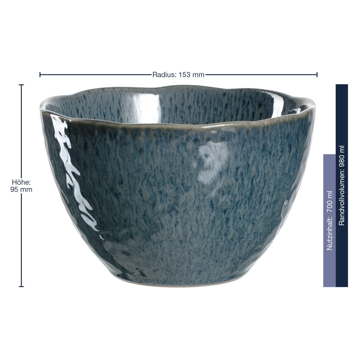 Massangaben zur Keramikschale MATERA 15 cm blau