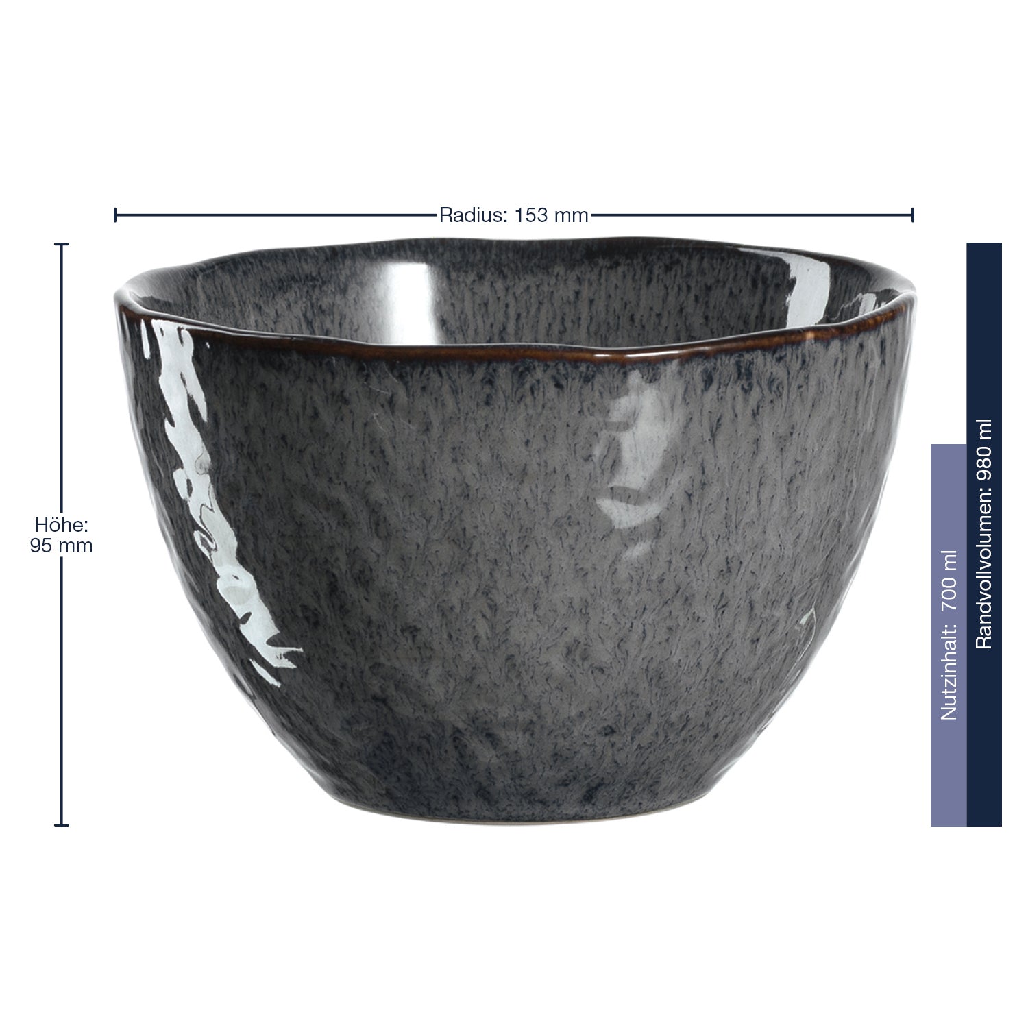 Keramikschale MATERA 15 cm anthrazit 6er-Set