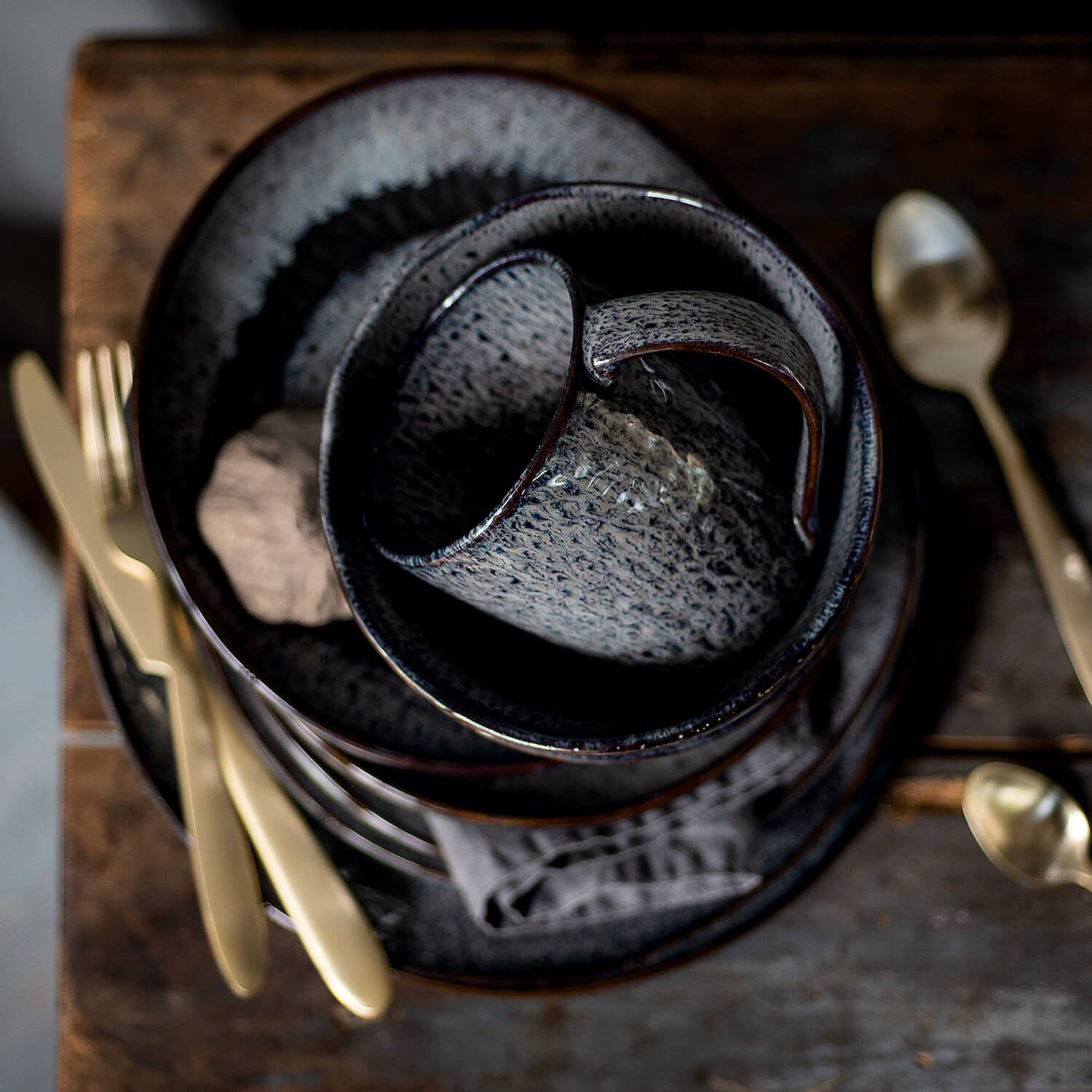 Keramikschale MATERA 15 cm anthrazit 6er-Set