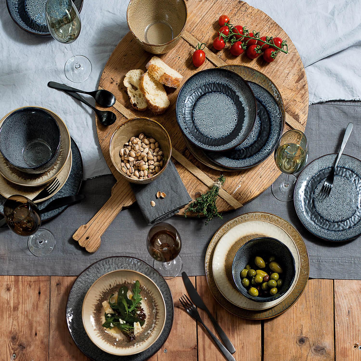 Keramikteller MATERA 21 cm anthrazit tief 6er-Set